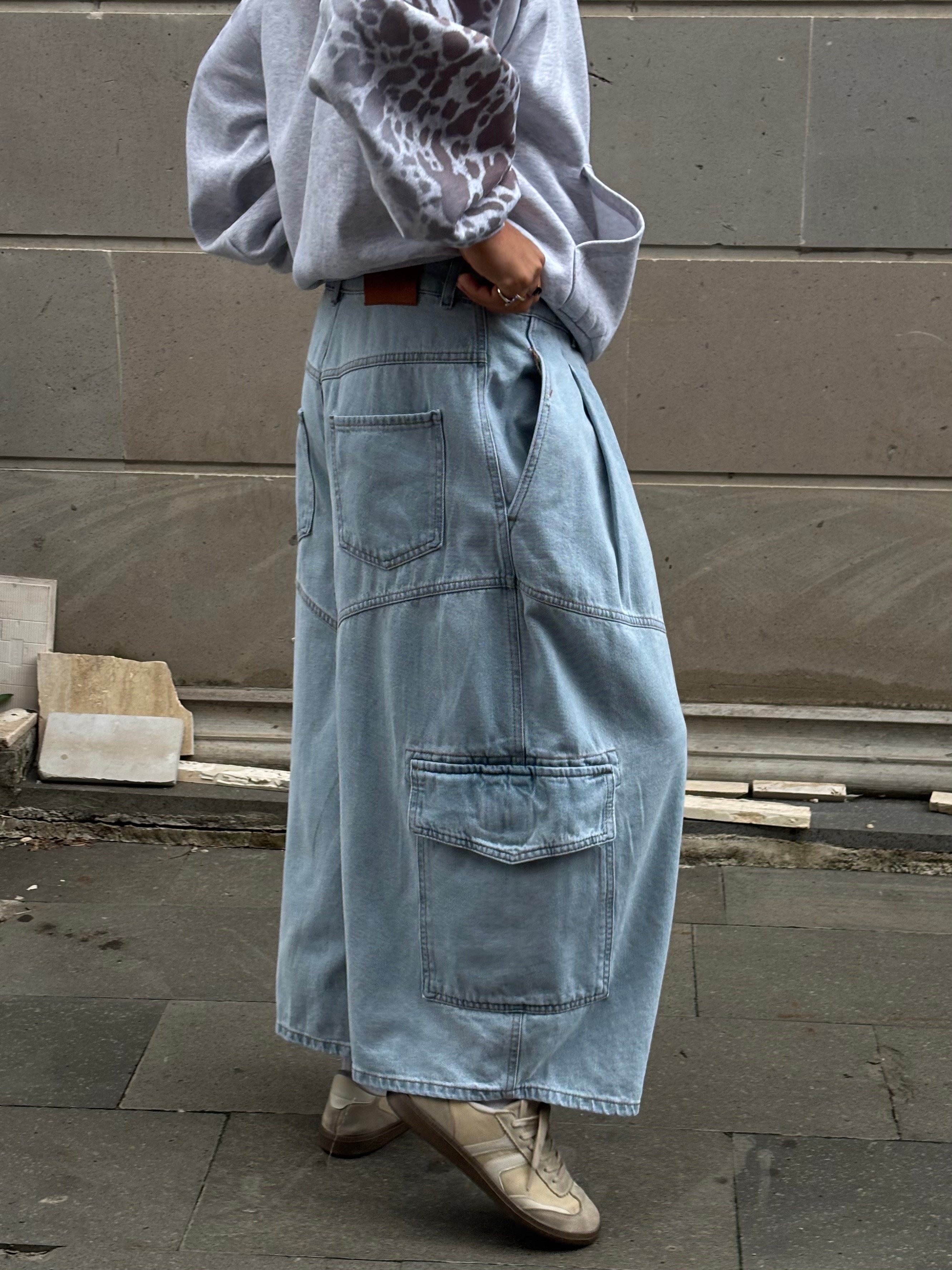 Premium Blue Ultra Baggy Cargo Long Jorts