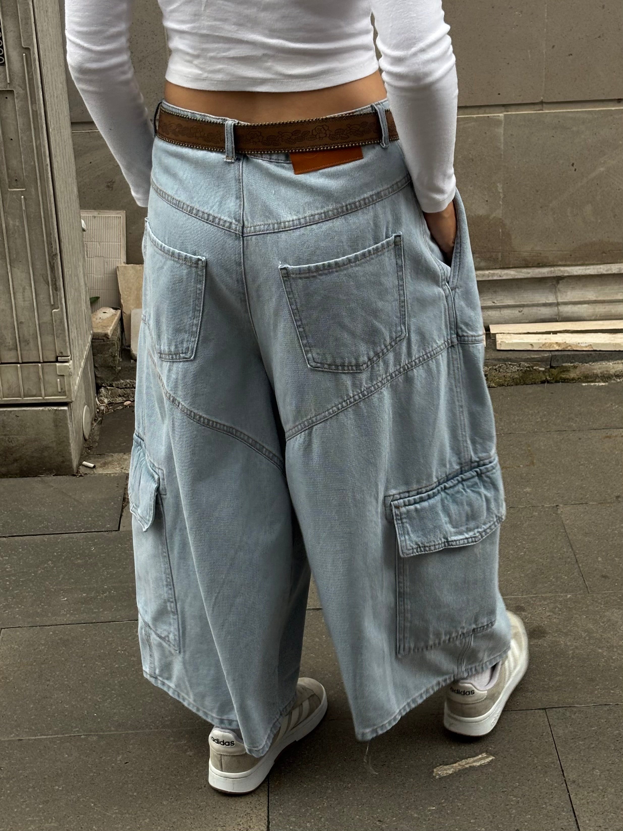 Premium Blue Ultra Baggy Cargo Long Jorts