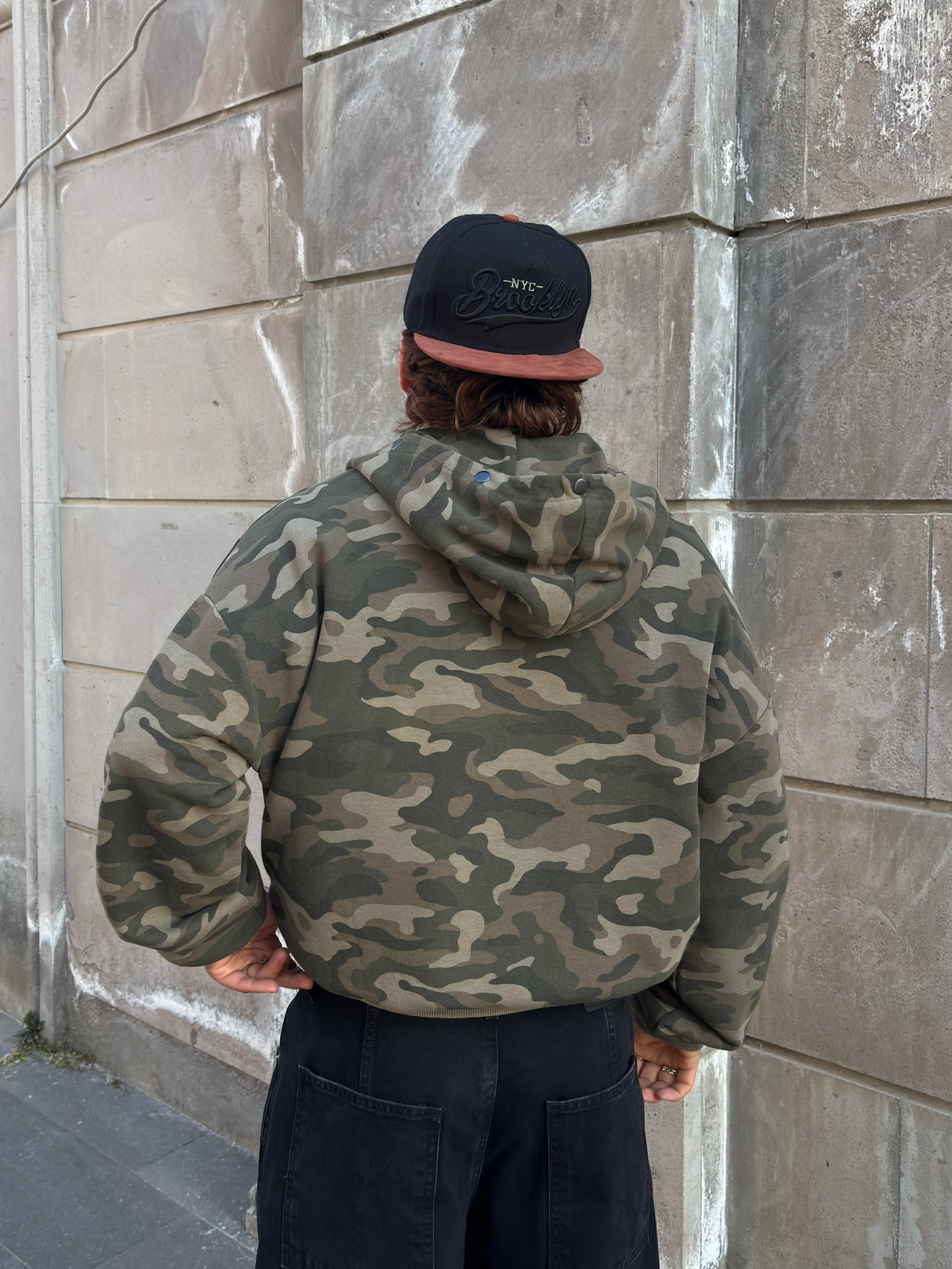 Premium Boxy Fit Zip Camo Hoodie