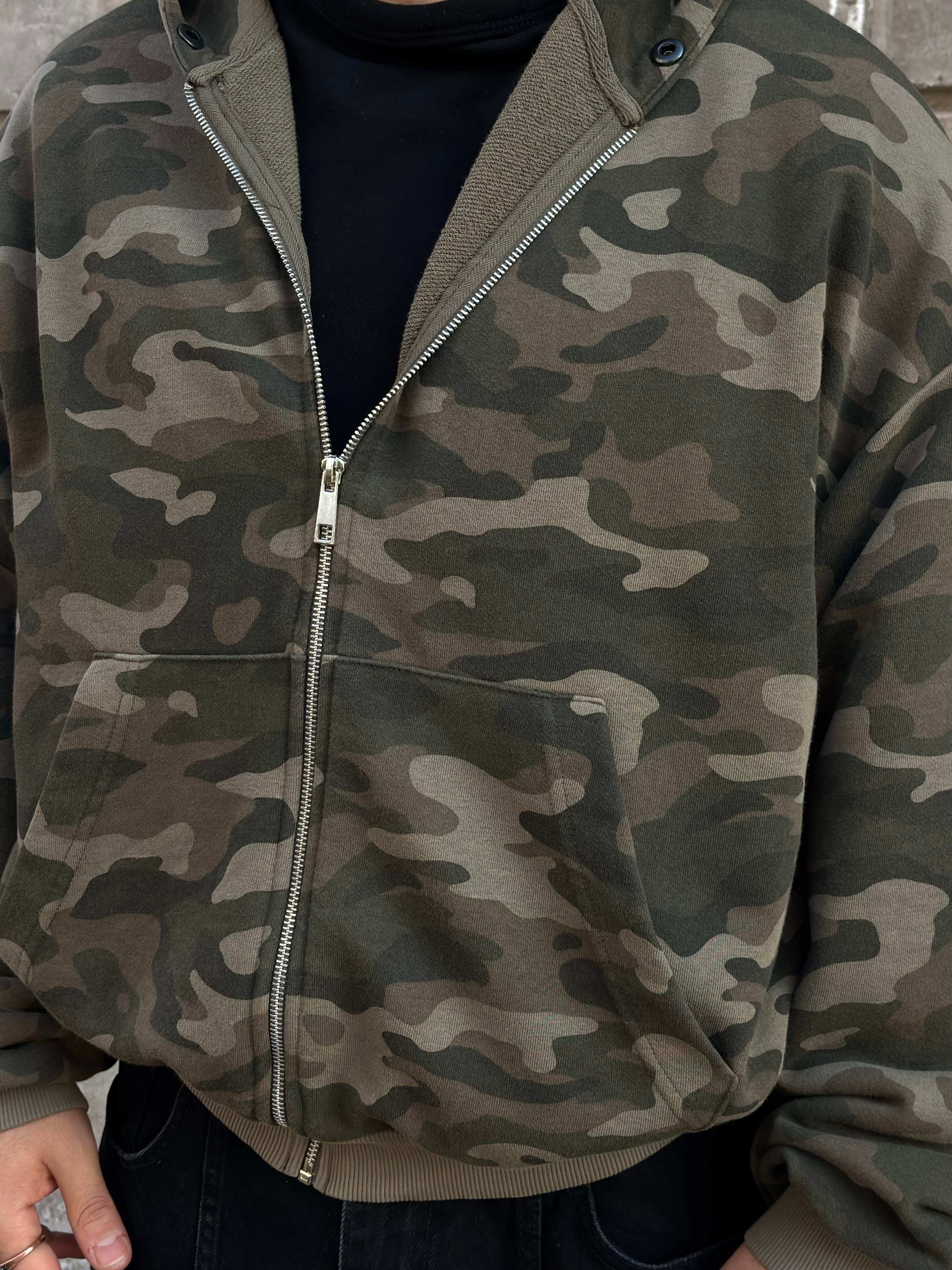 Premium Boxy Fit Zip Camo Hoodie