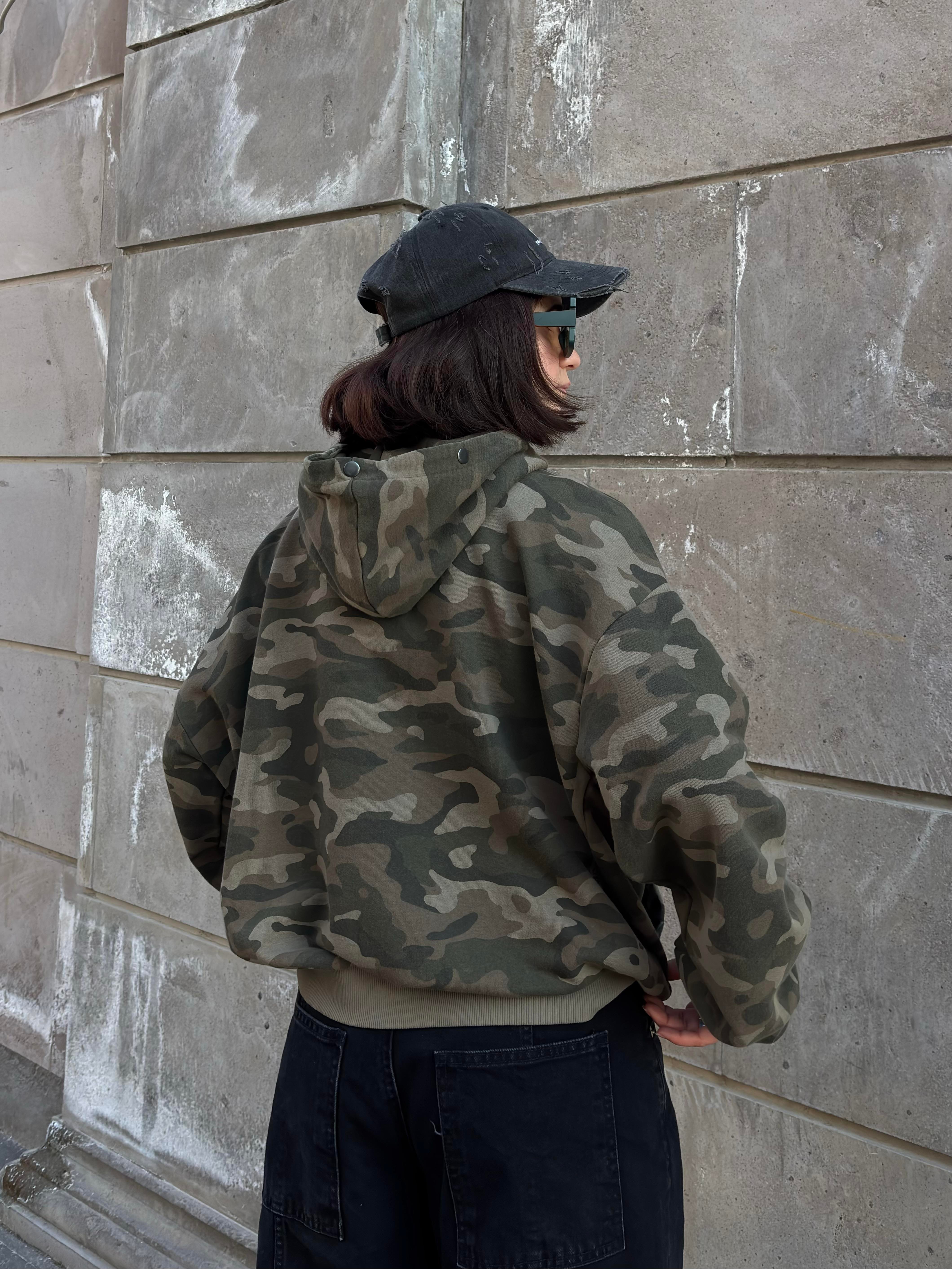 Premium Boxy Fit Zip Camo Hoodie