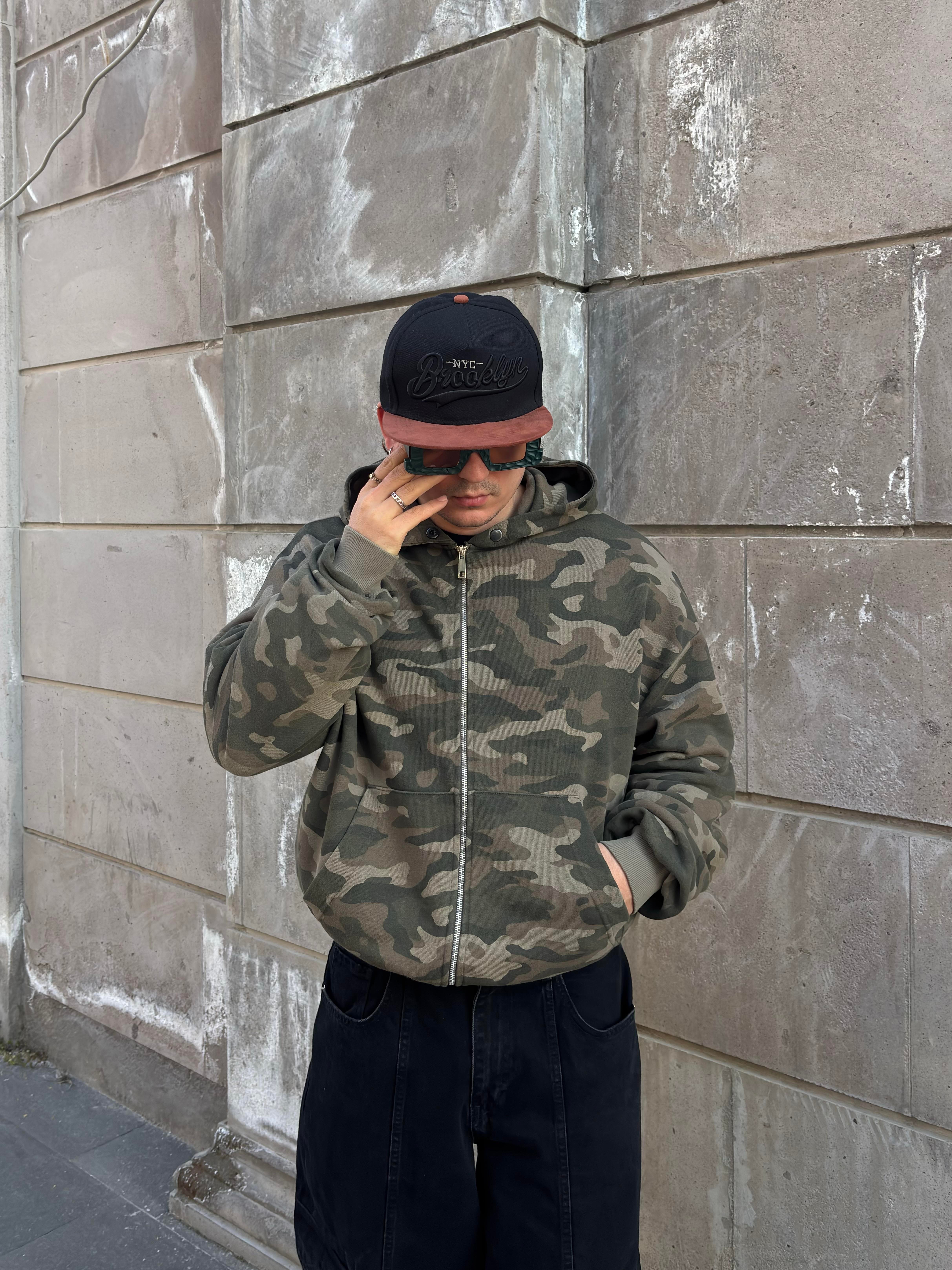 Premium Boxy Fit Zip Camo Hoodie