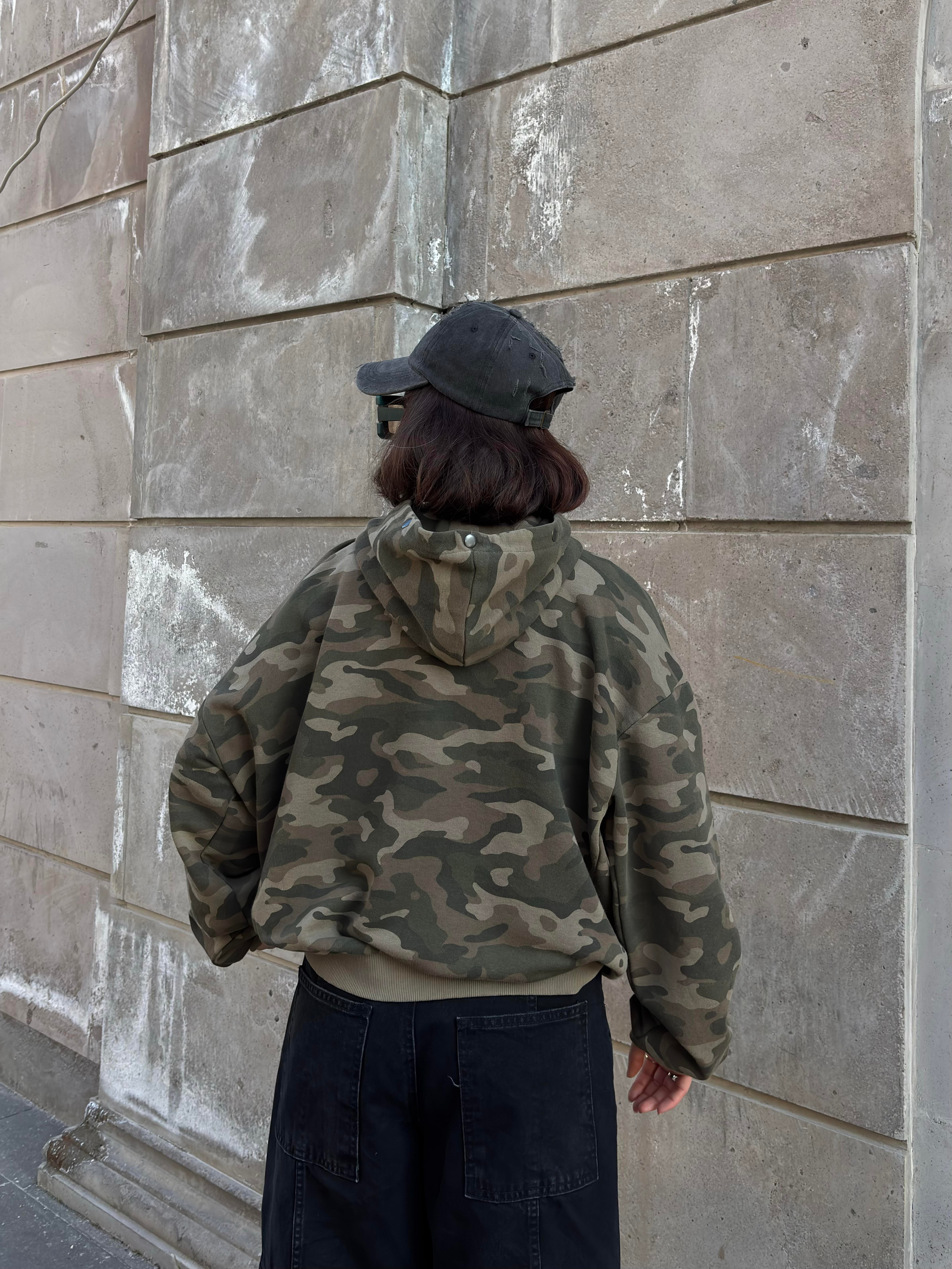 Premium Boxy Fit Zip Camo Hoodie