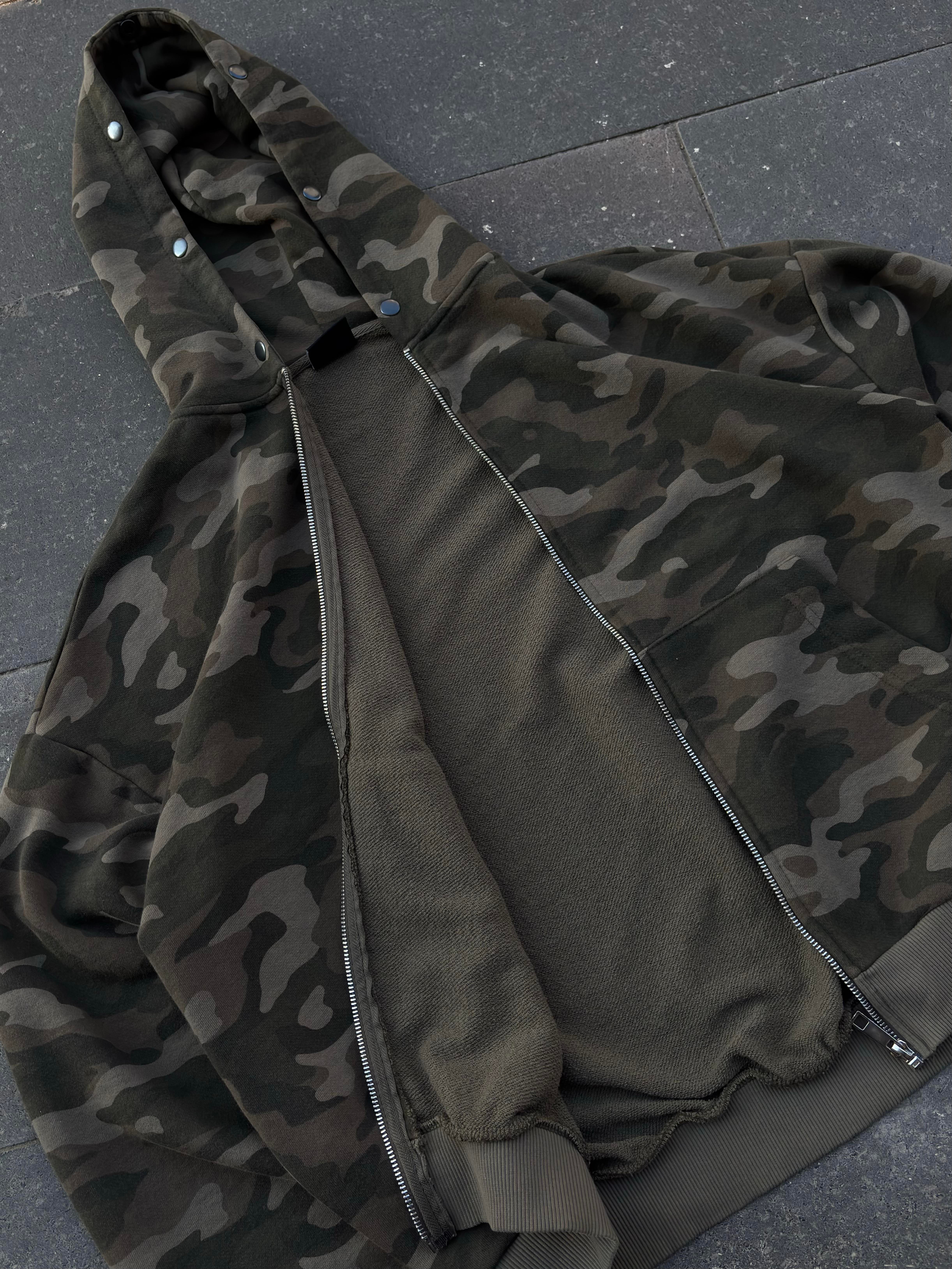 Premium Boxy Fit Zip Camo Hoodie