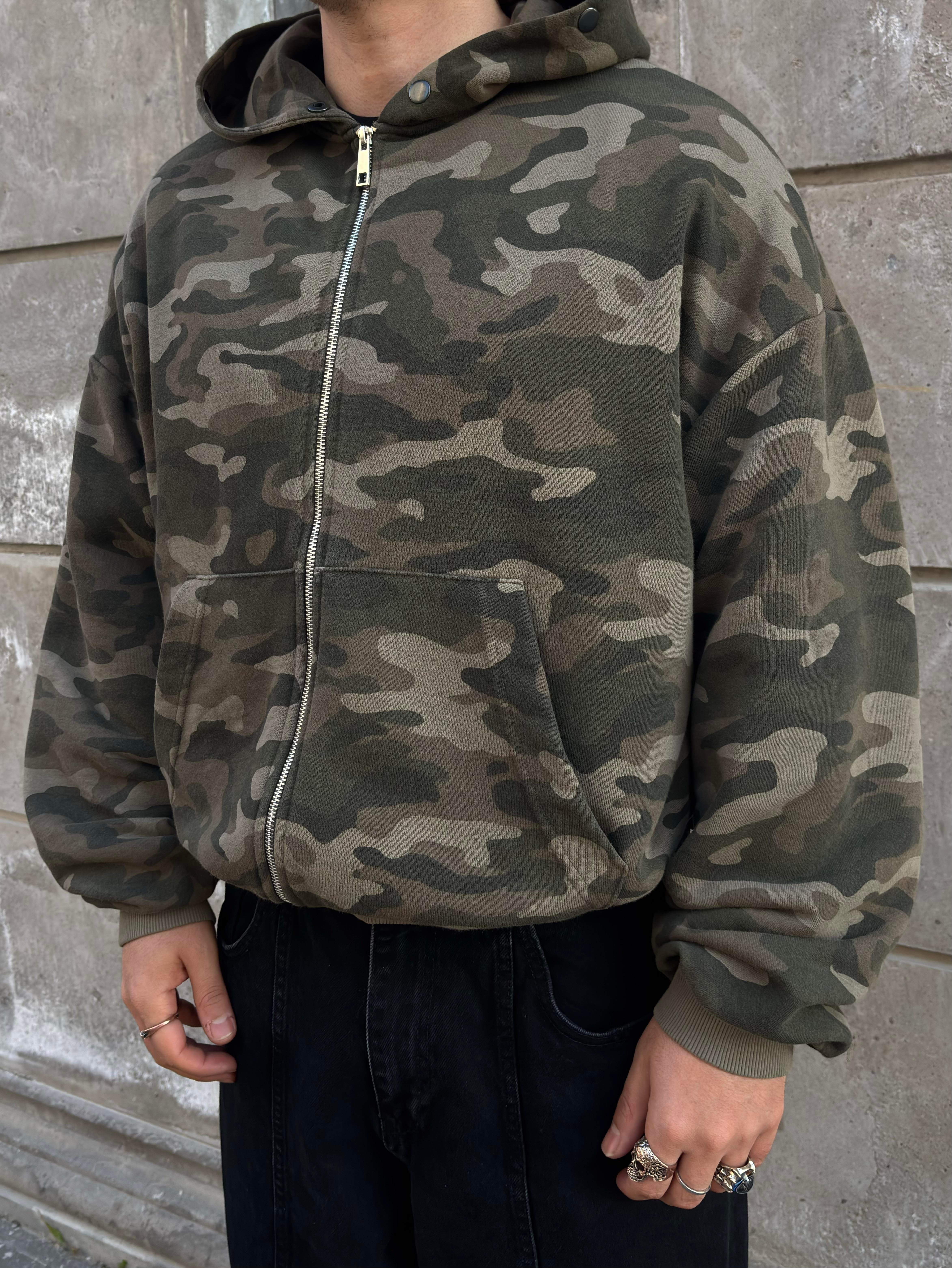 Premium Boxy Fit Zip Camo Hoodie
