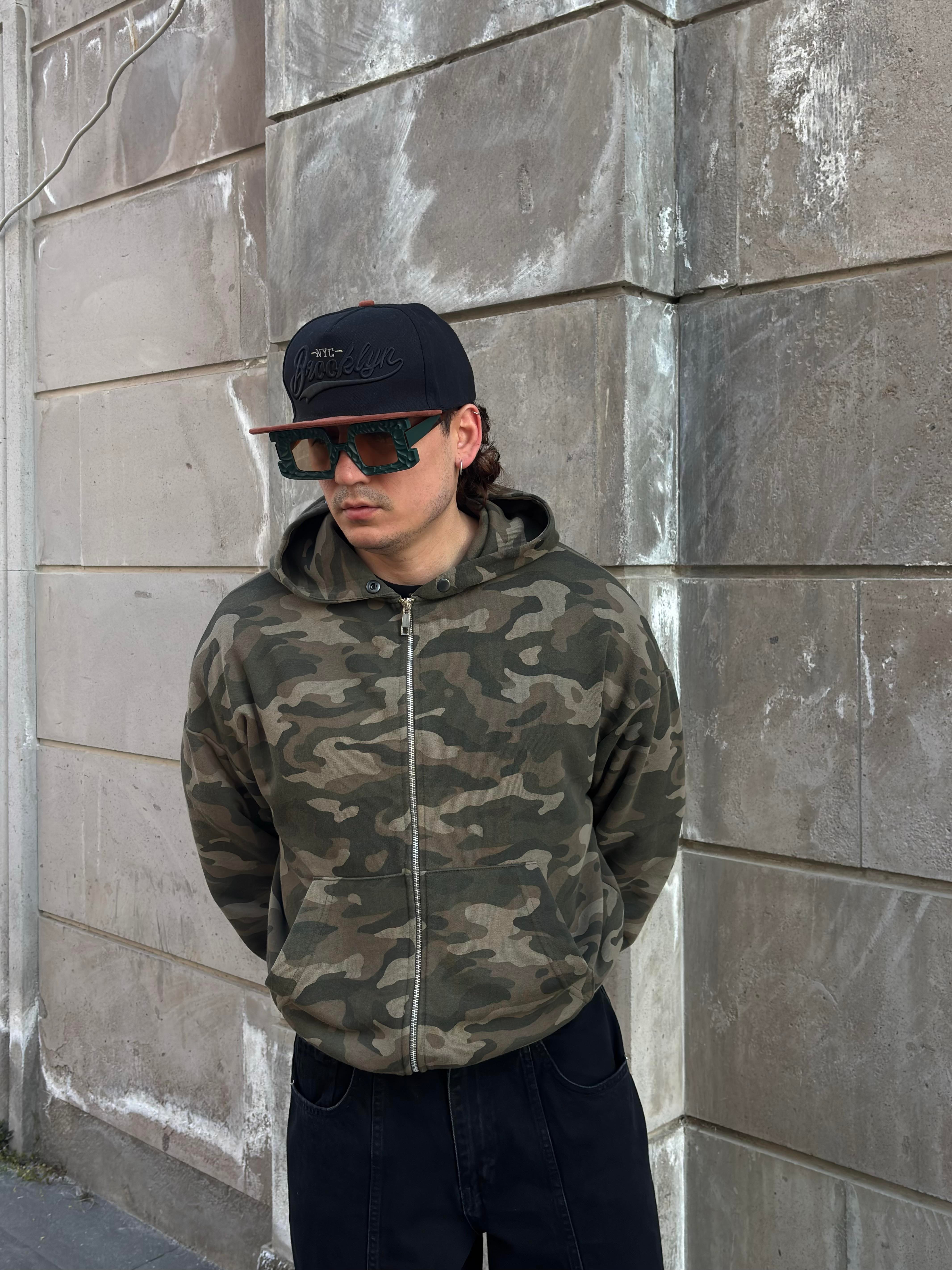 Premium Boxy Fit Zip Camo Hoodie