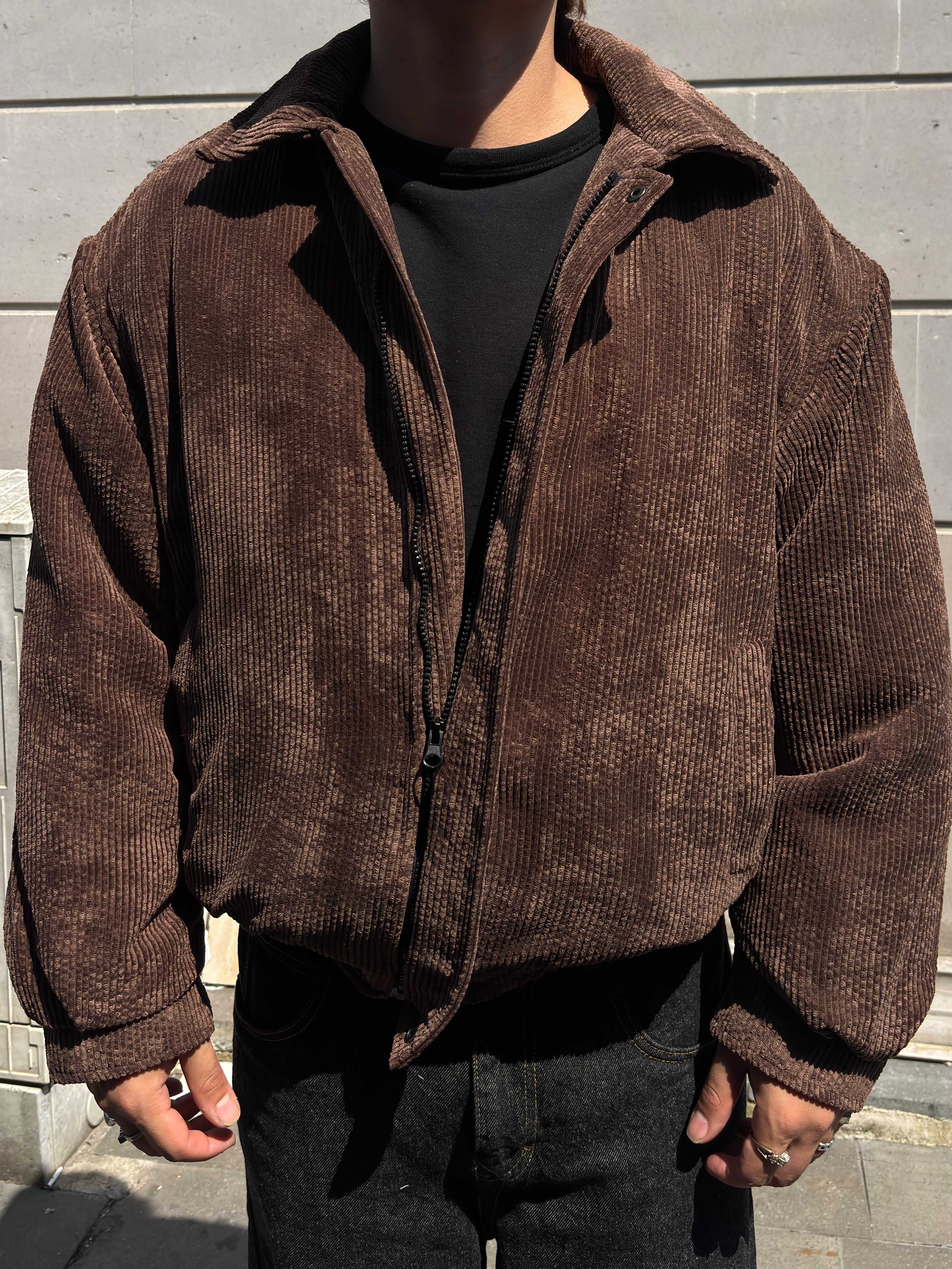 Premium Brown Tone Luca Conduroy Bomber Jacket