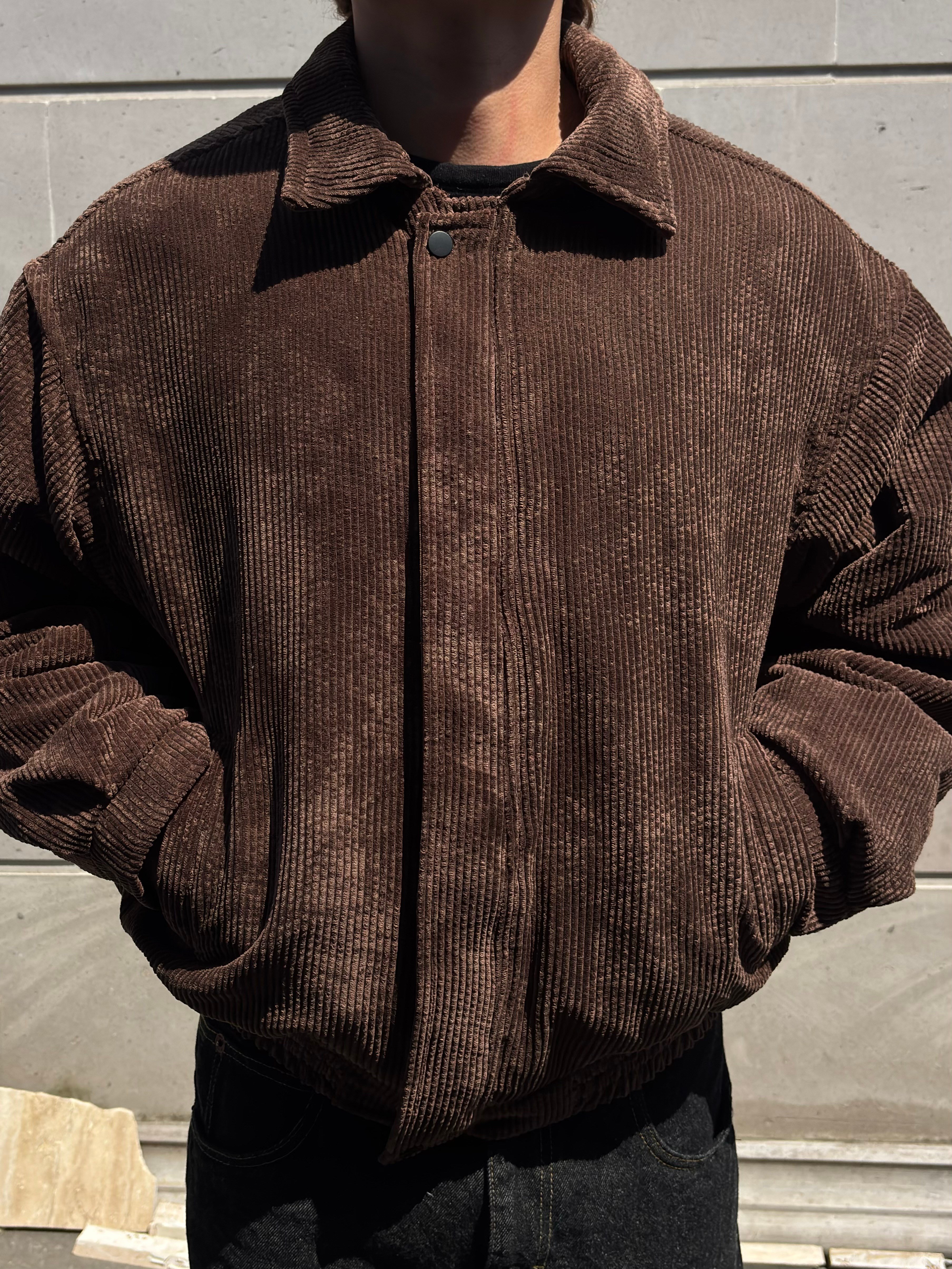 Premium Brown Tone Luca Conduroy Bomber Jacket