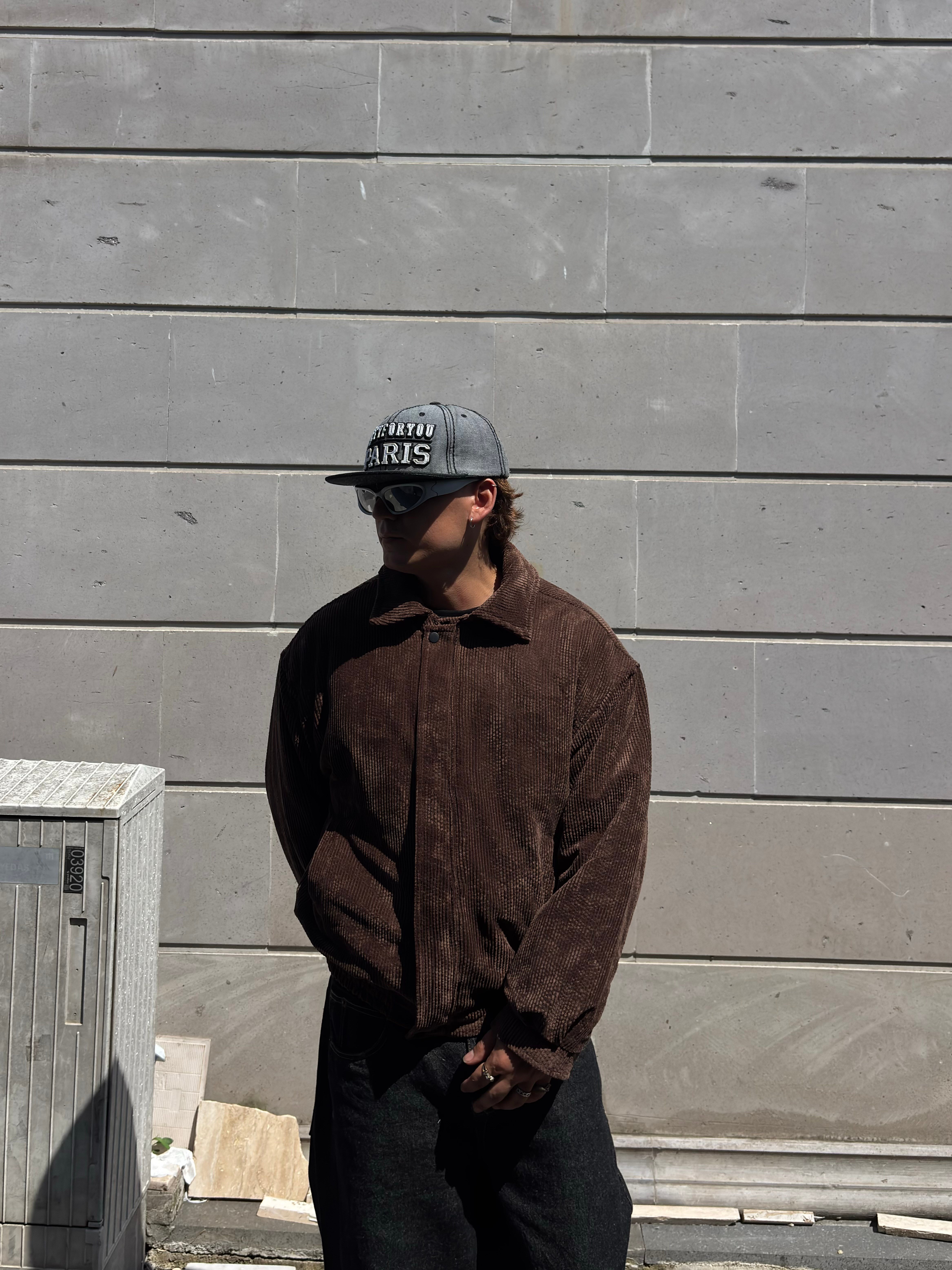 Premium Brown Tone Luca Conduroy Bomber Jacket
