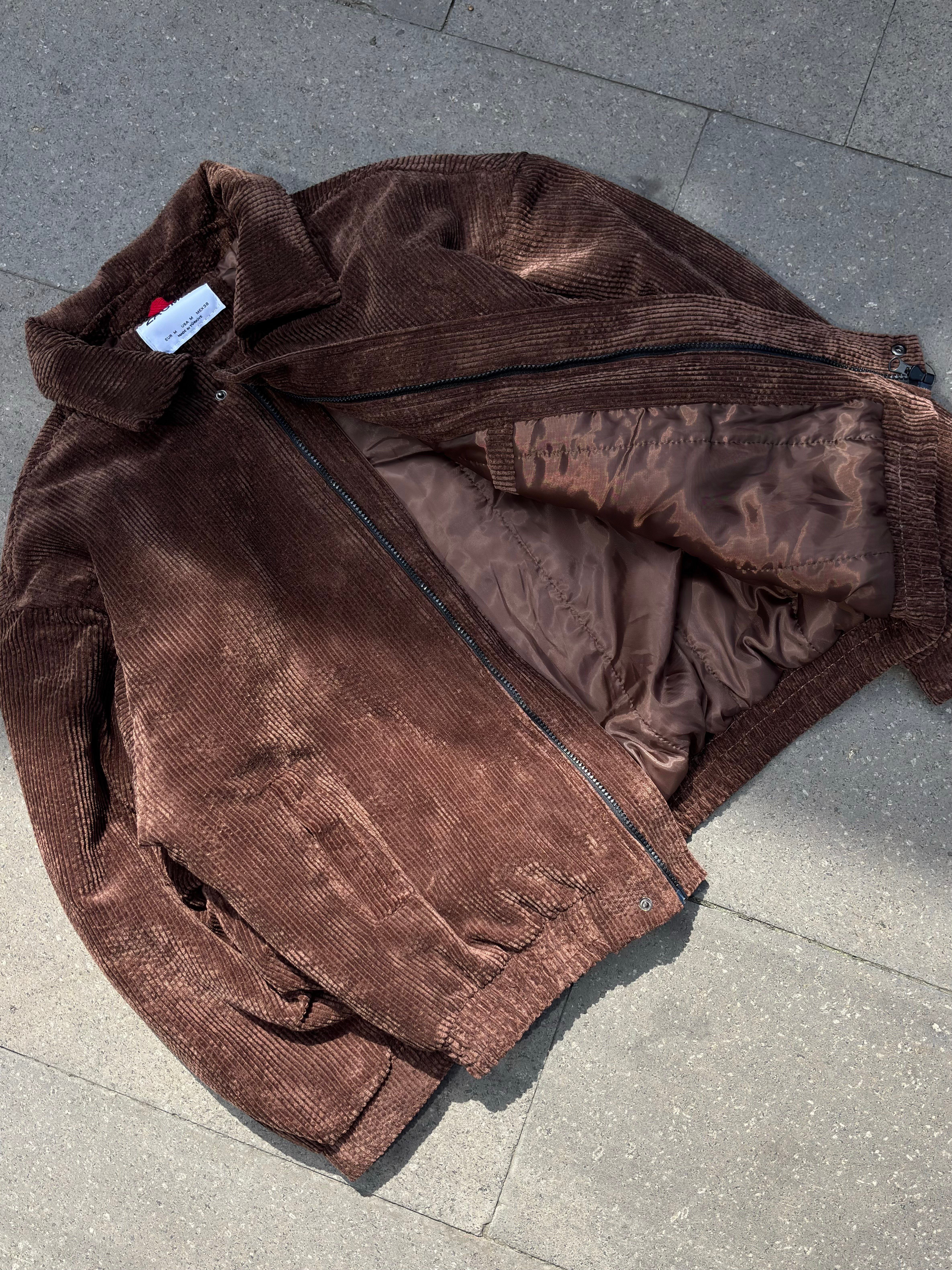 Premium Brown Tone Luca Conduroy Bomber Jacket