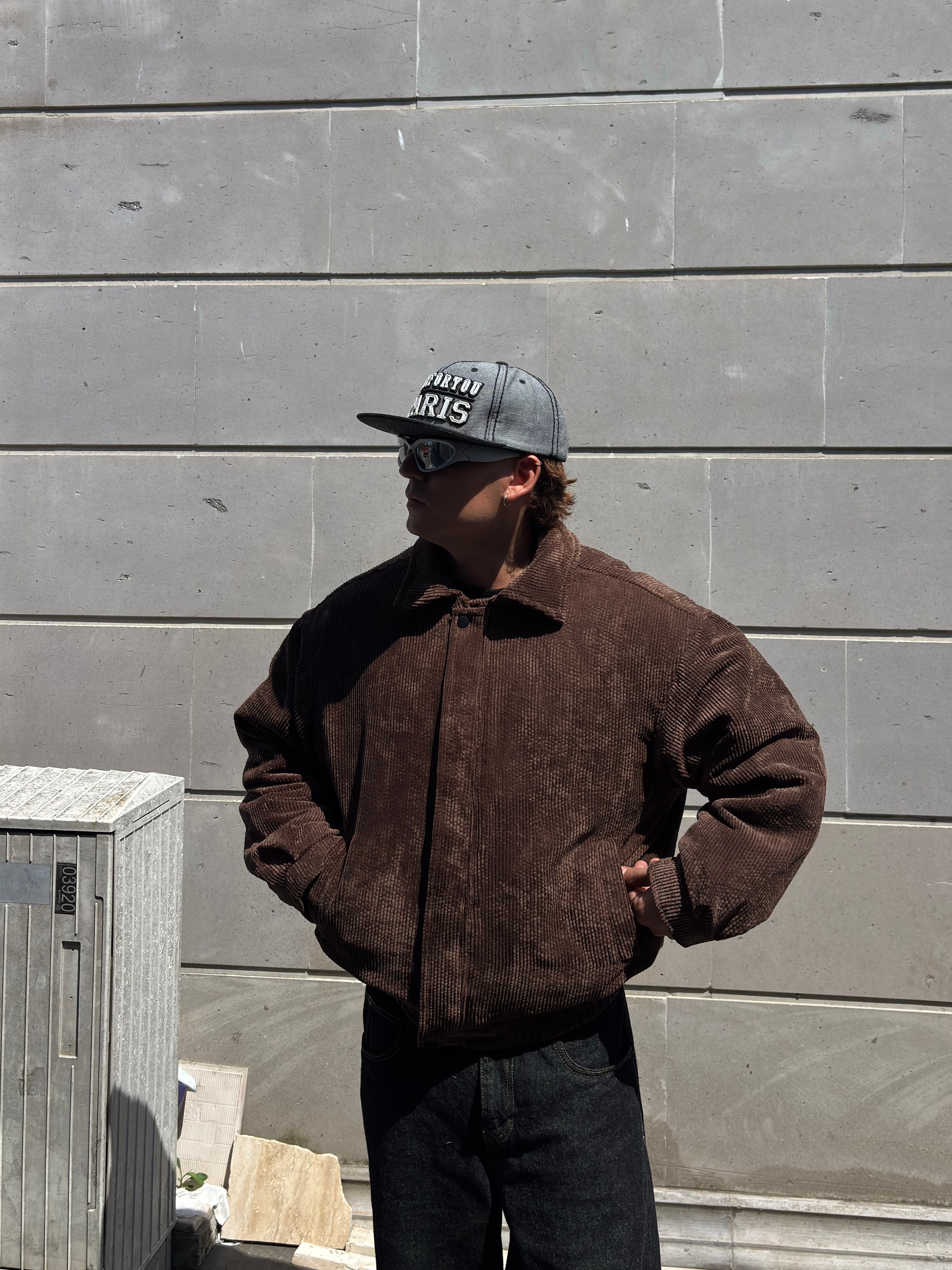 Premium Brown Tone Luca Conduroy Bomber Jacket