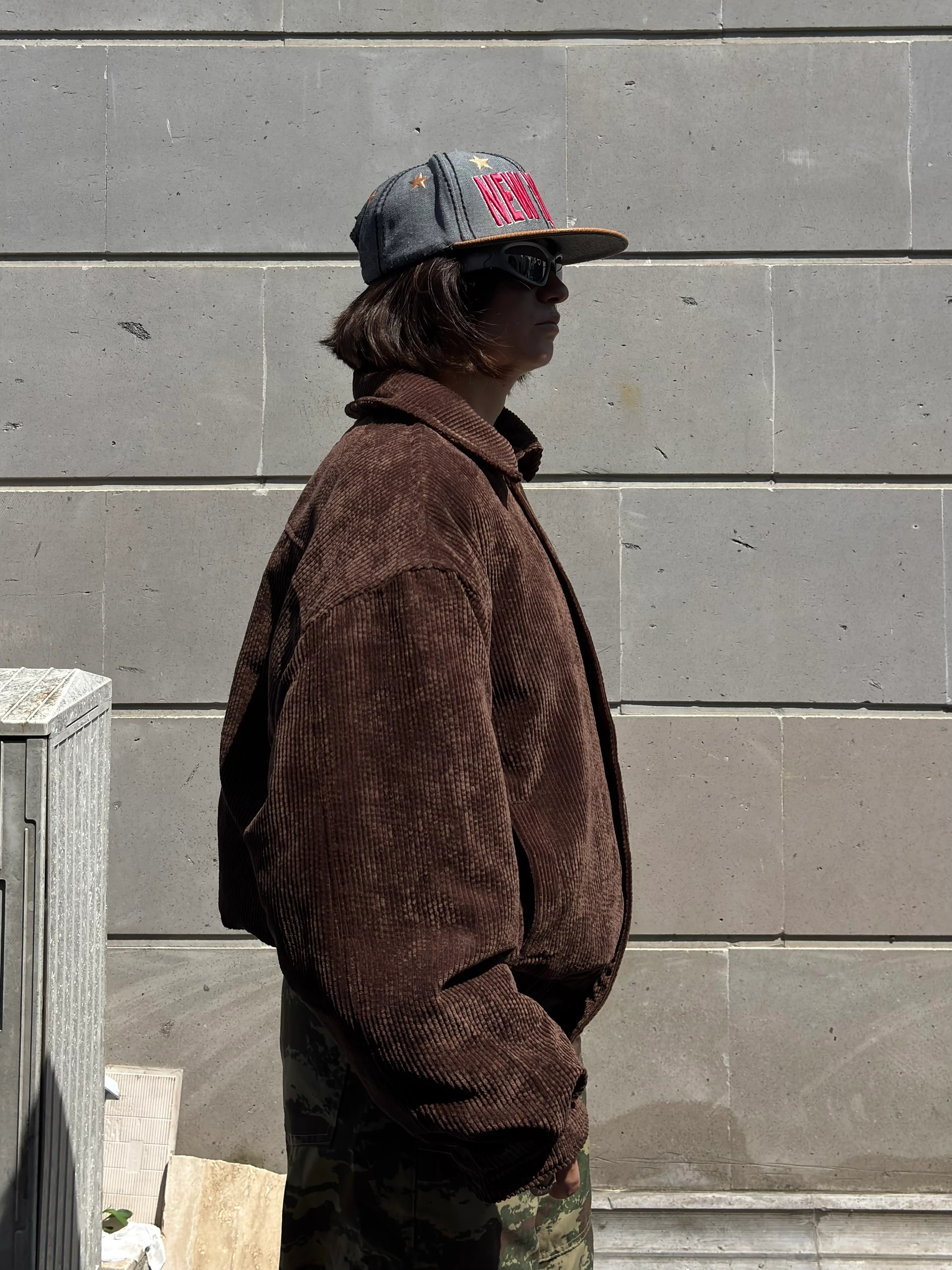 Premium Brown Tone Luca Conduroy Bomber Jacket