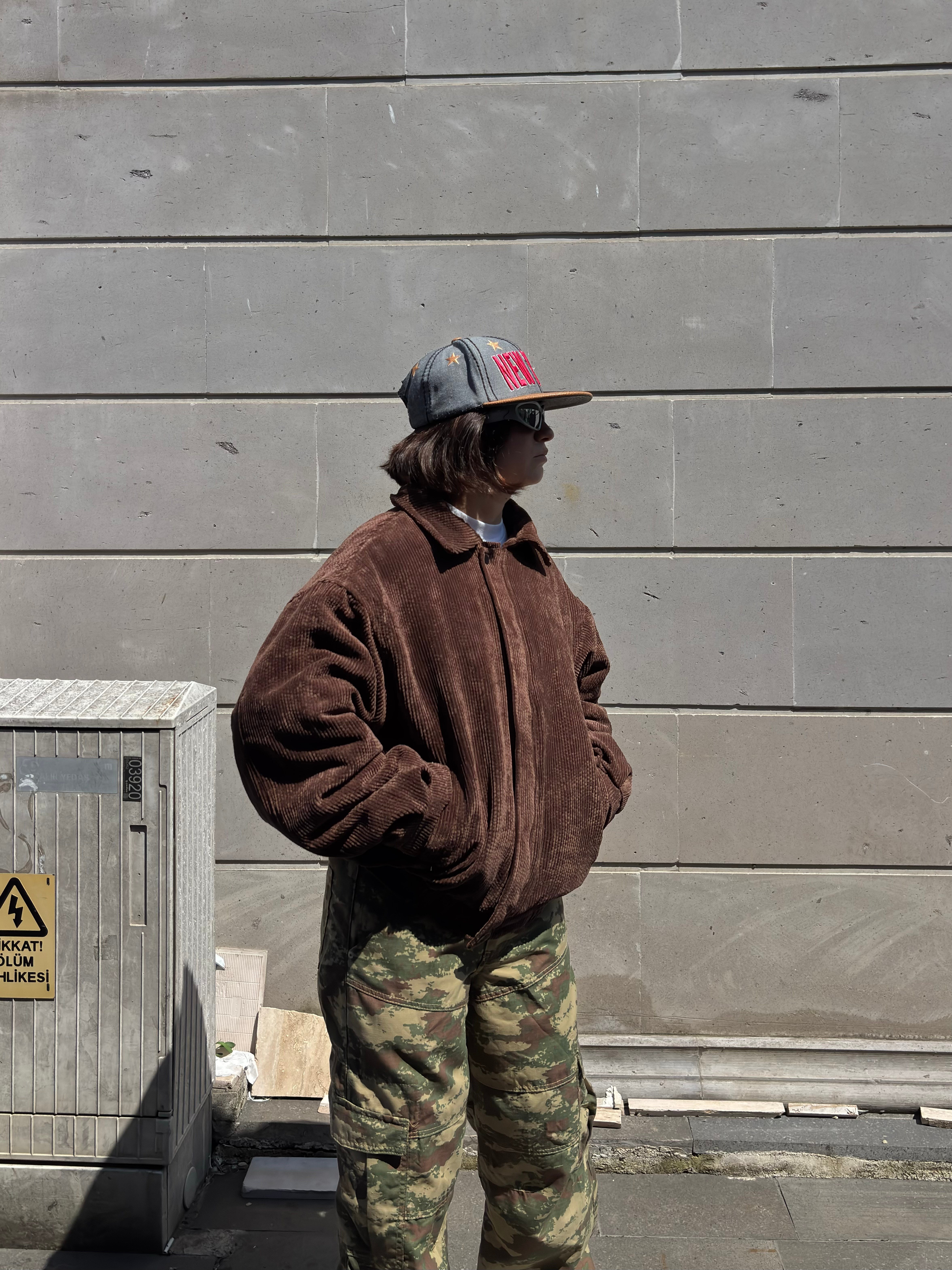 Premium Brown Tone Luca Conduroy Bomber Jacket