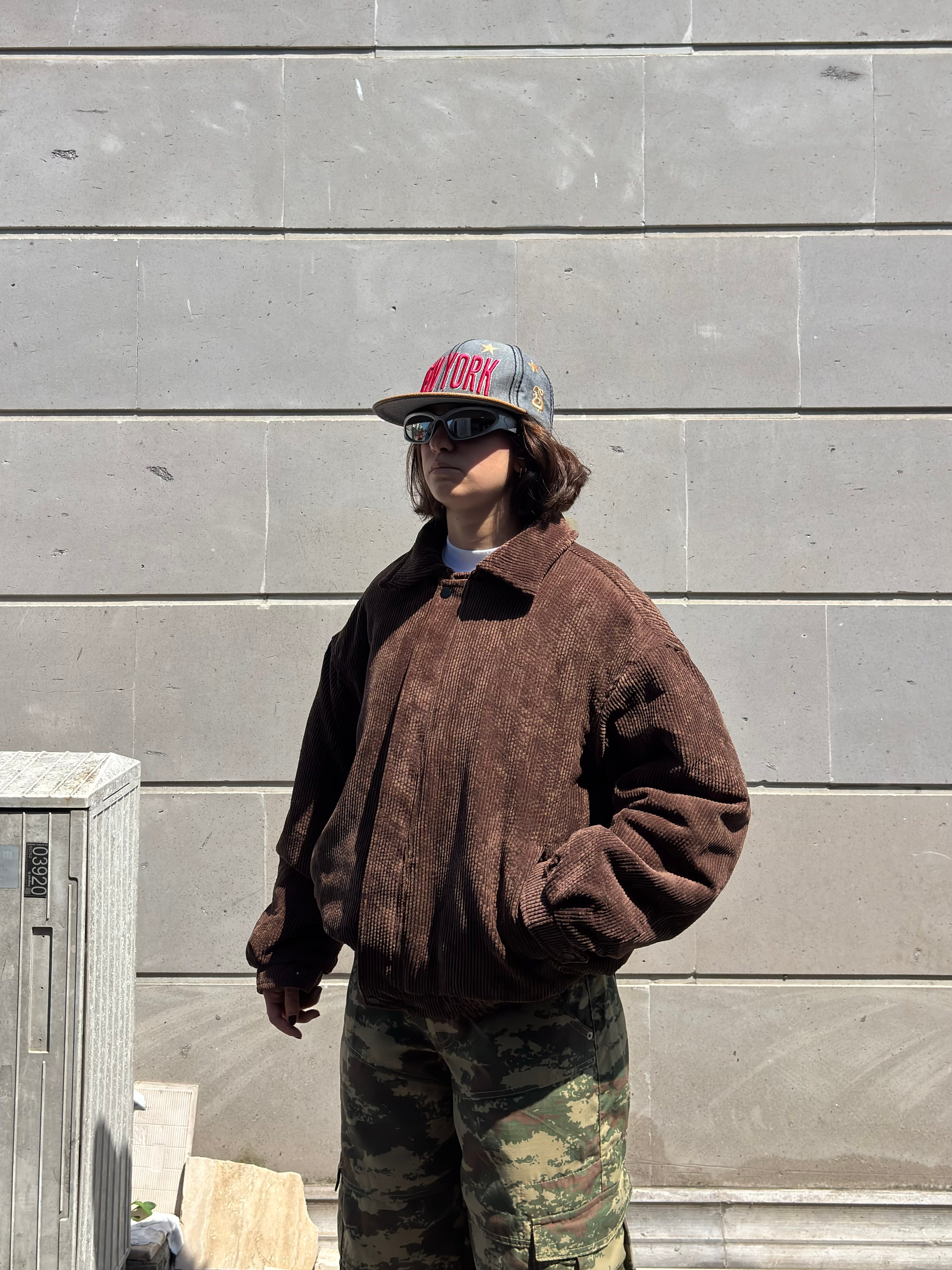 Premium Brown Tone Luca Conduroy Bomber Jacket