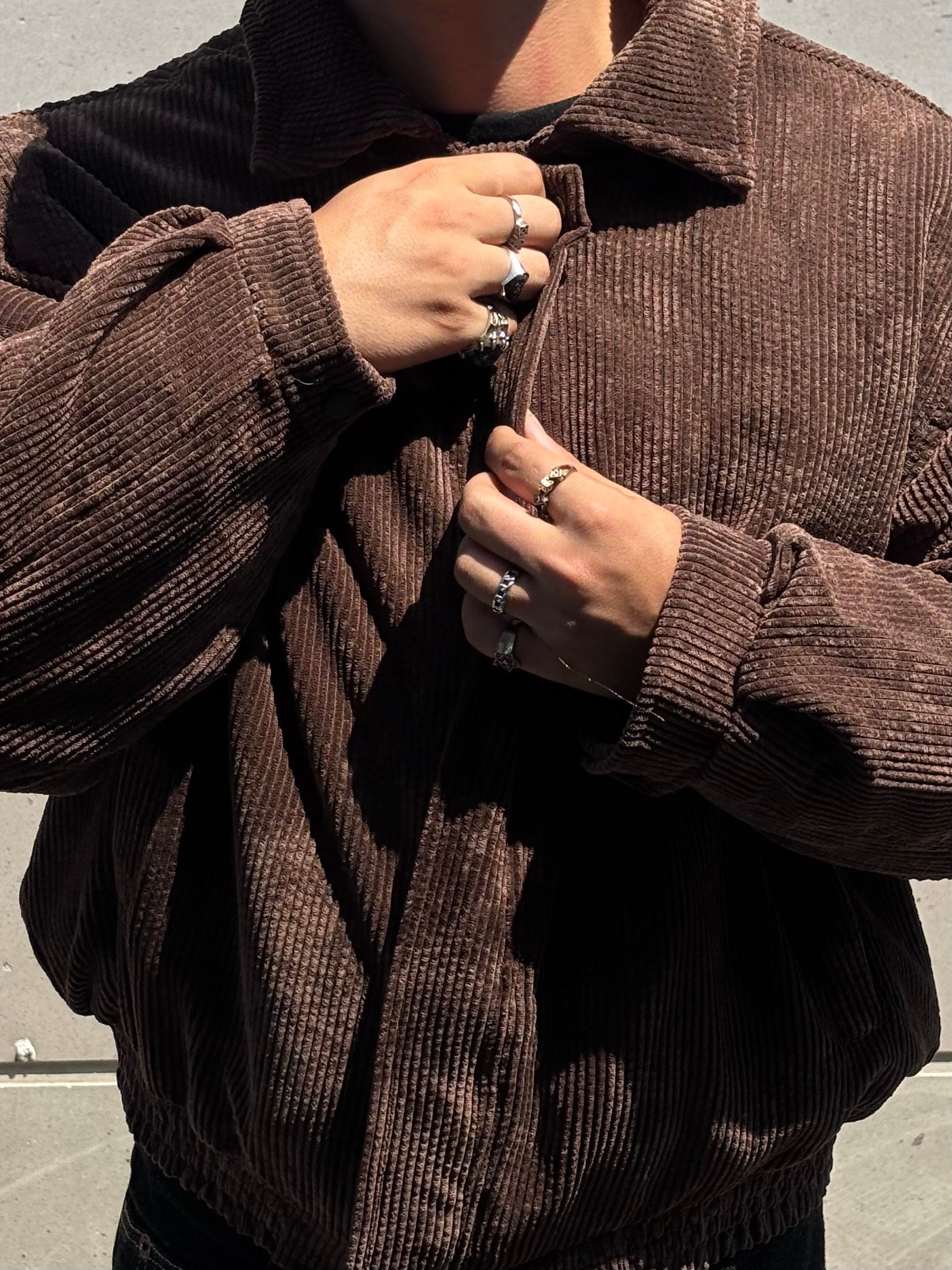 Premium Brown Tone Luca Conduroy Bomber Jacket
