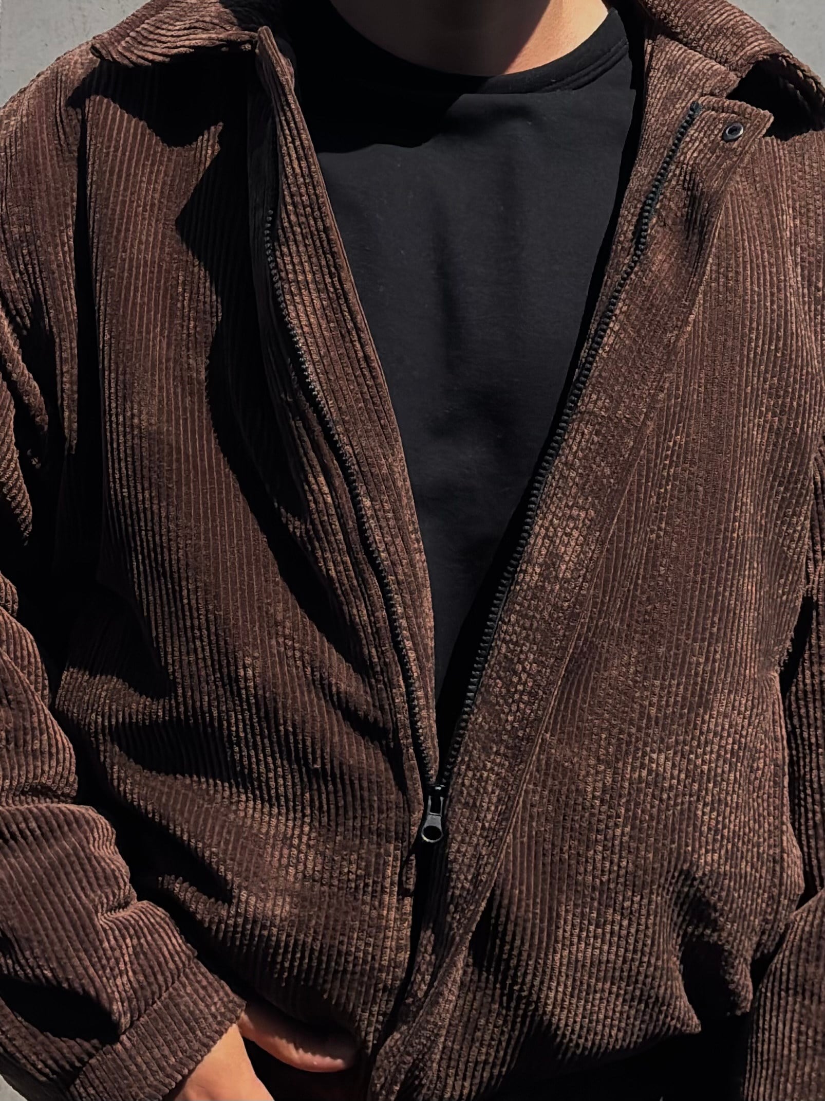 Premium Brown Tone Luca Conduroy Bomber Jacket
