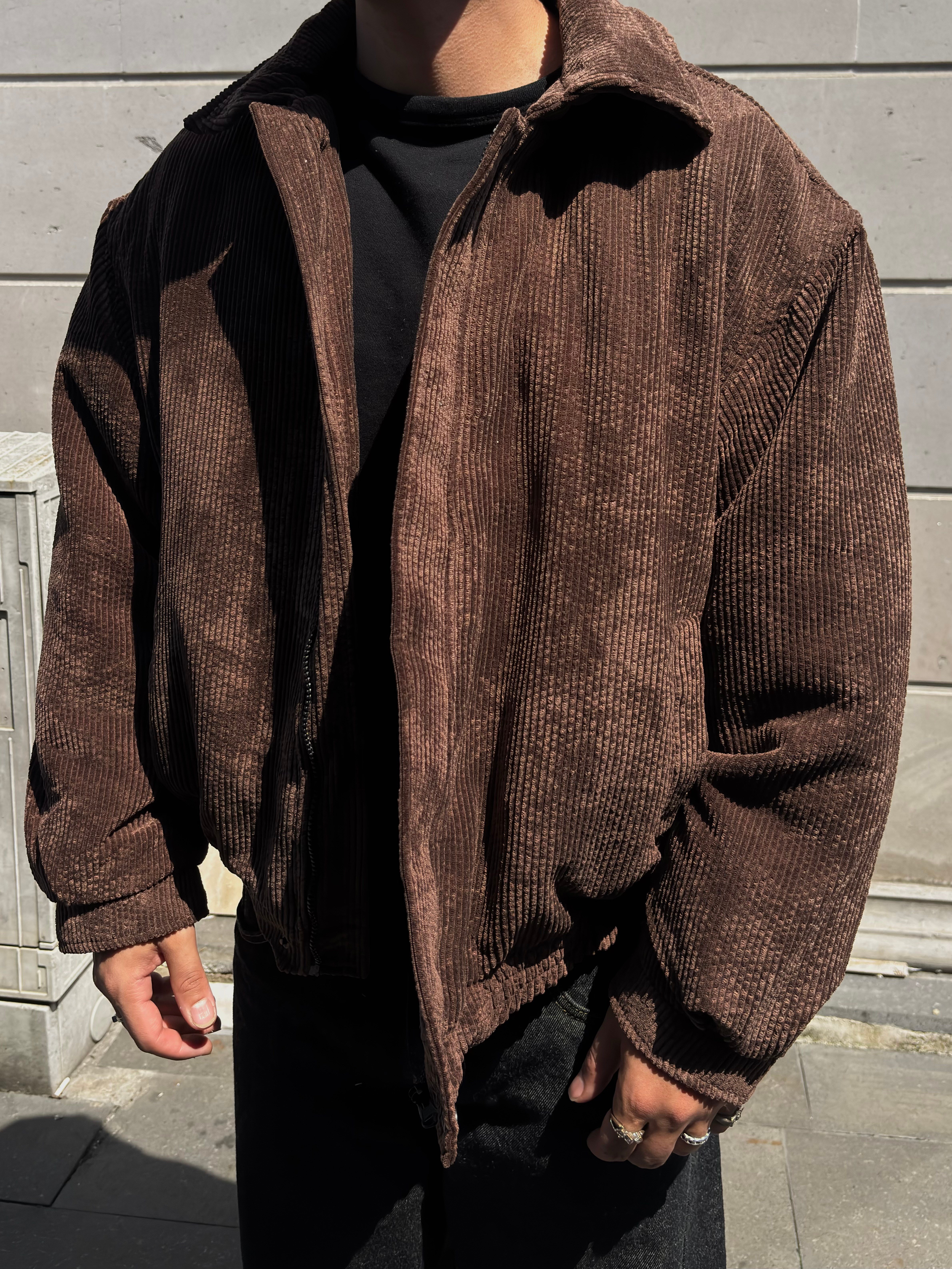 Premium Brown Tone Luca Conduroy Bomber Jacket