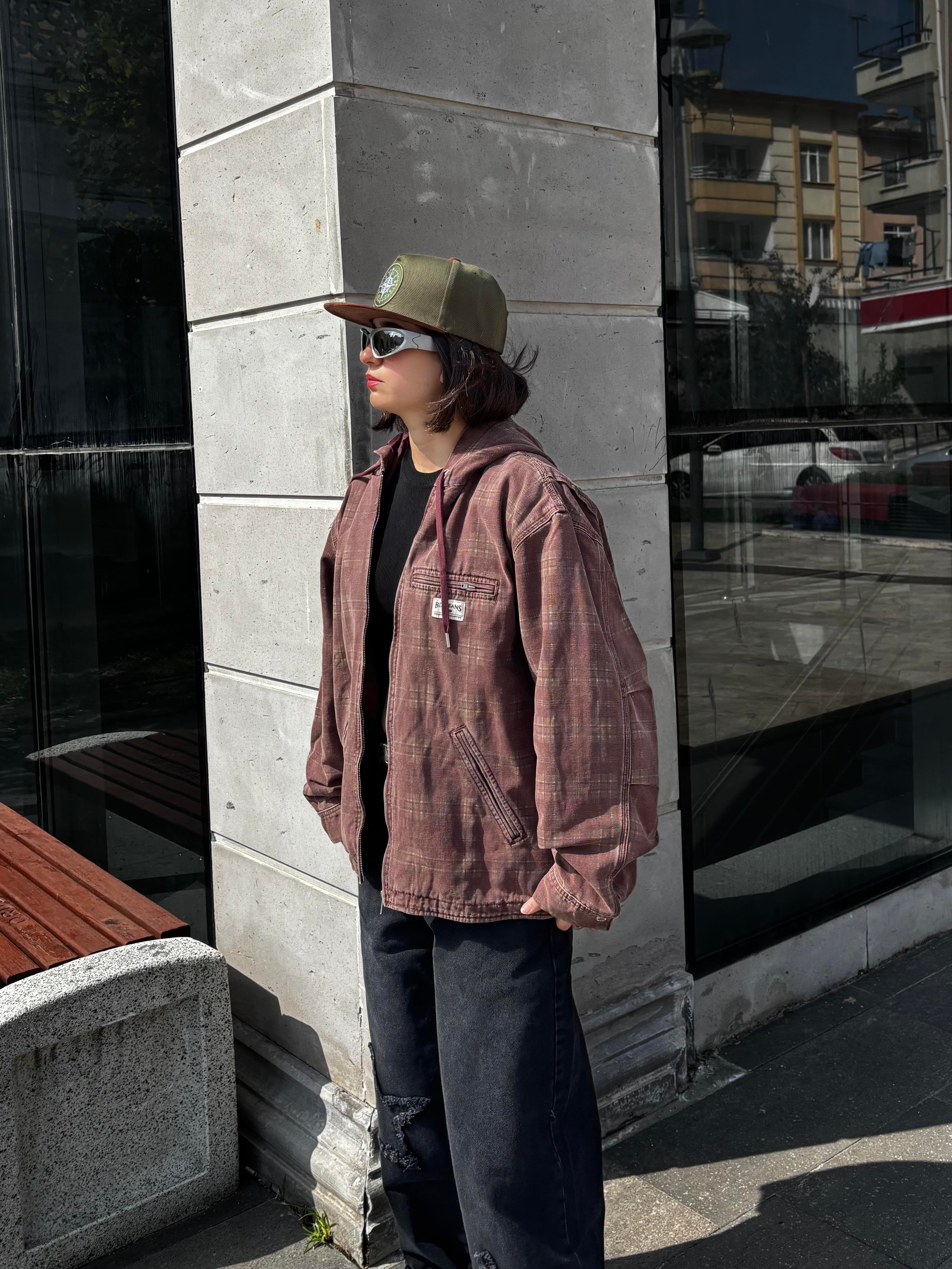 Premium Burgundy Check Skate Jacket