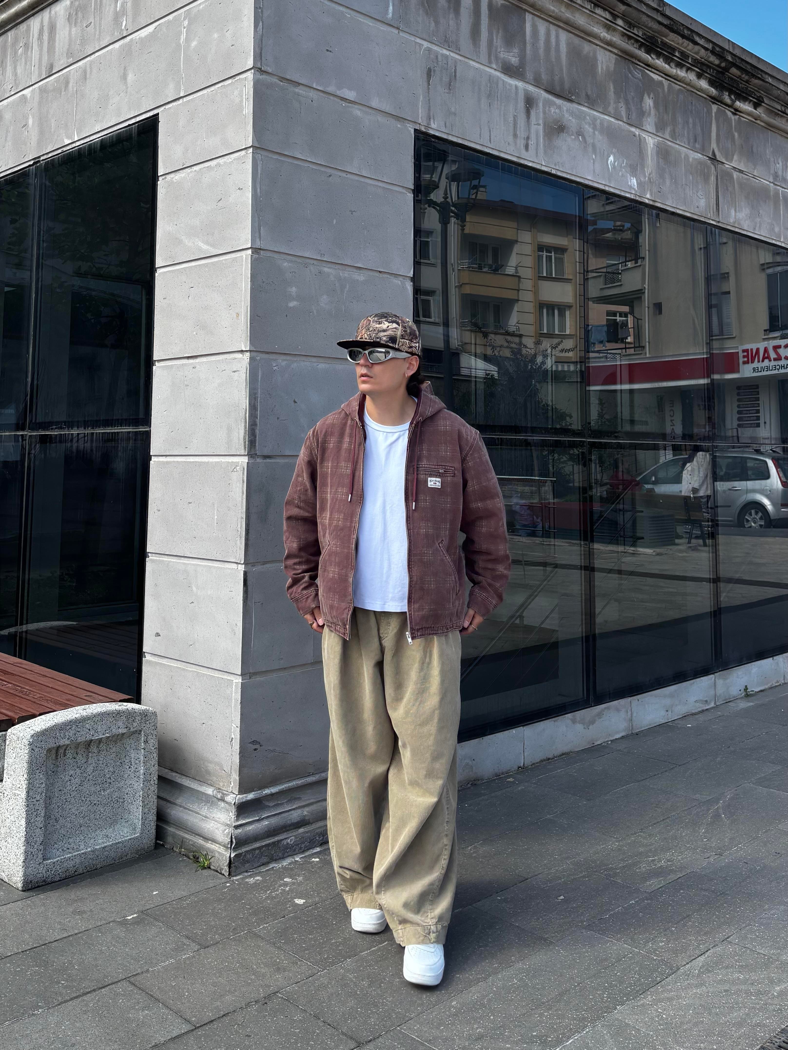 Premium Burgundy Check Skate Jacket