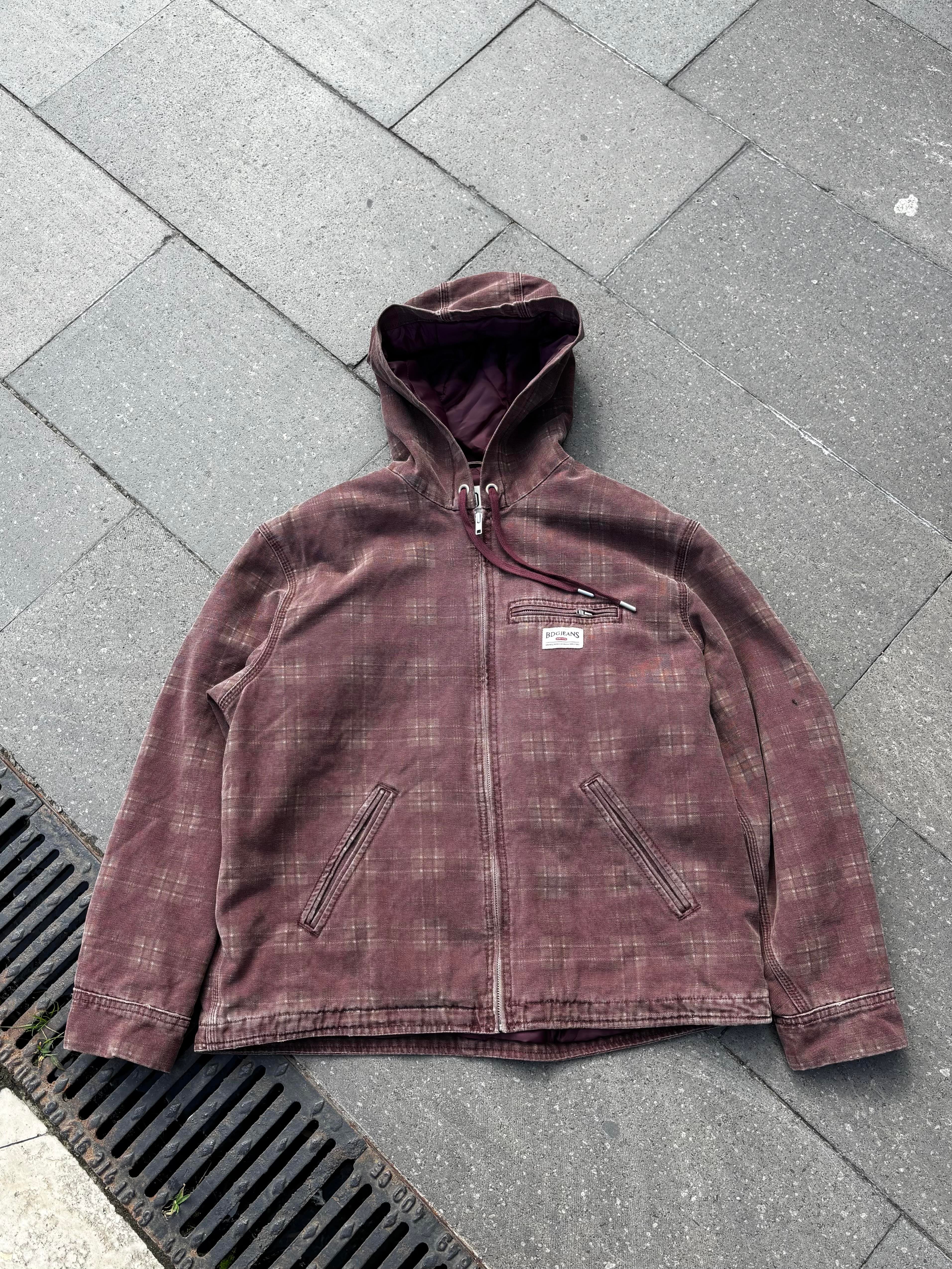 Premium Burgundy Check Skate Jacket