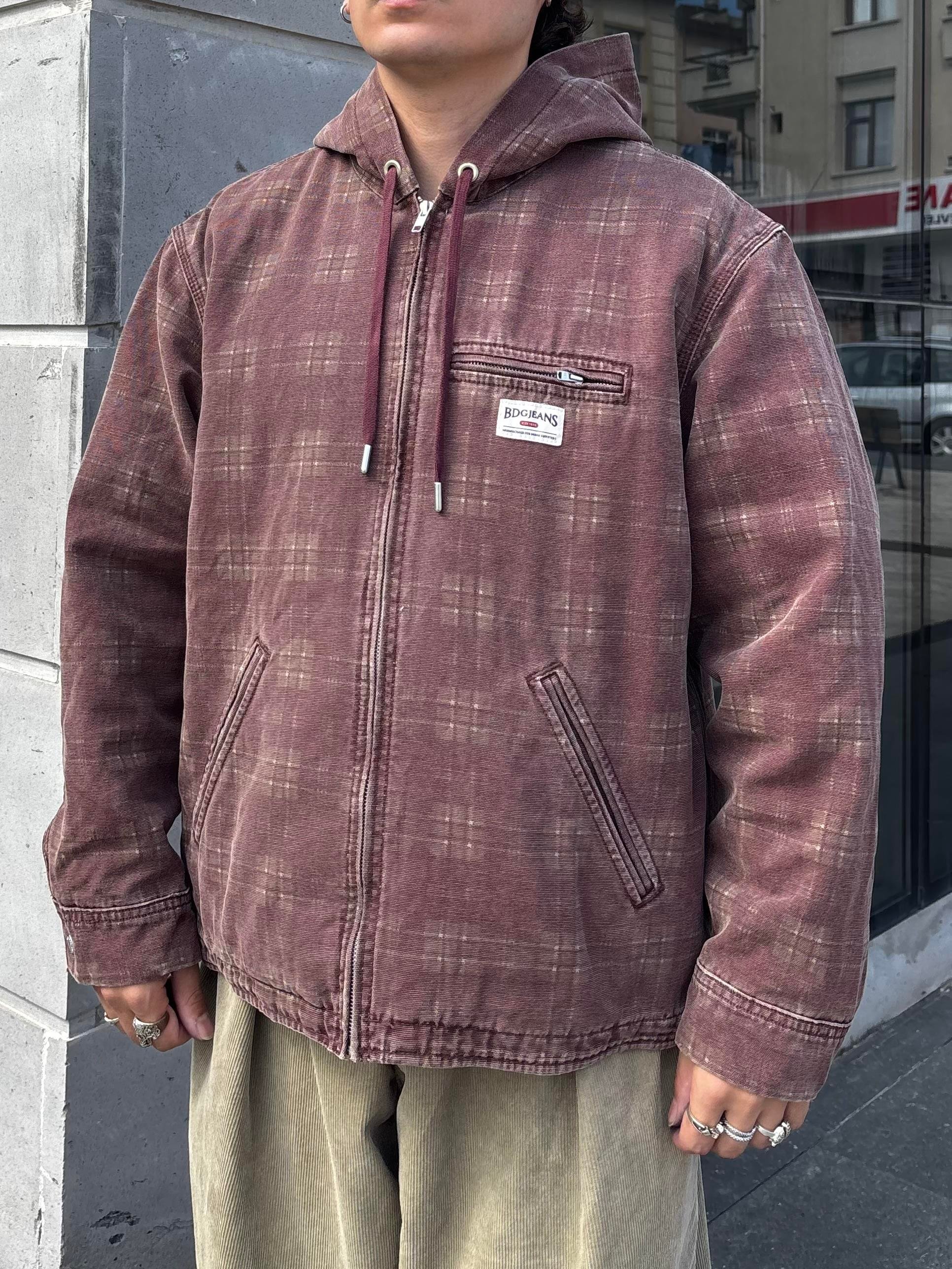 Premium Burgundy Check Skate Jacket