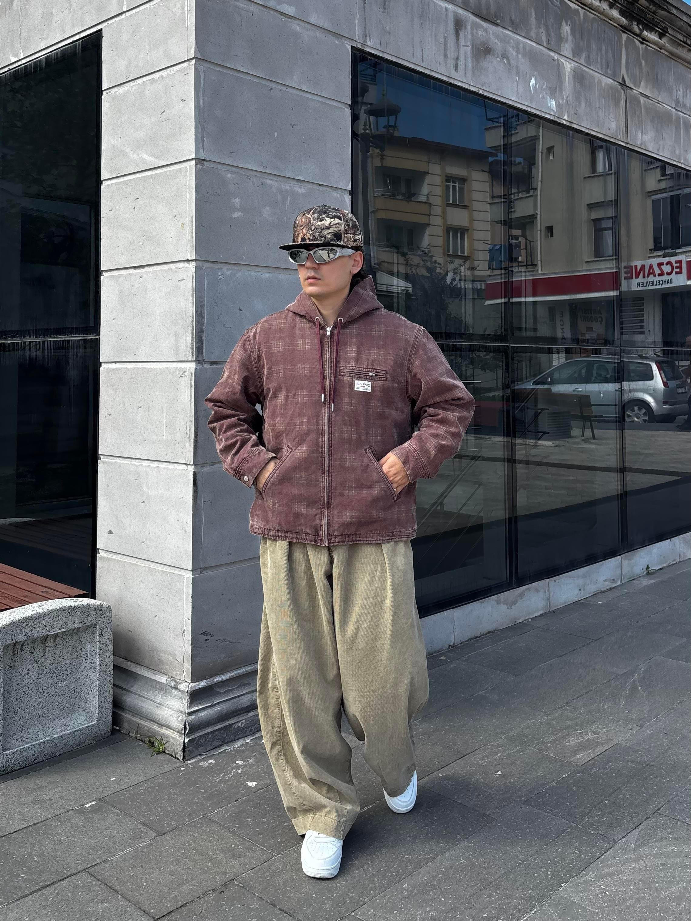 Premium Burgundy Check Skate Jacket