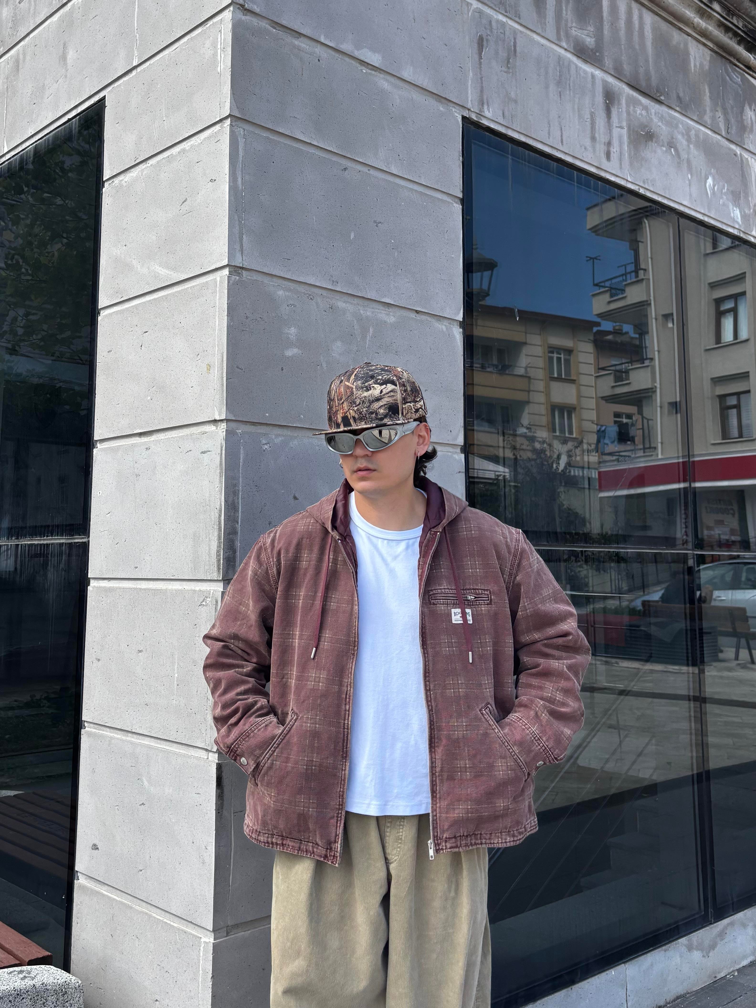 Premium Burgundy Check Skate Jacket