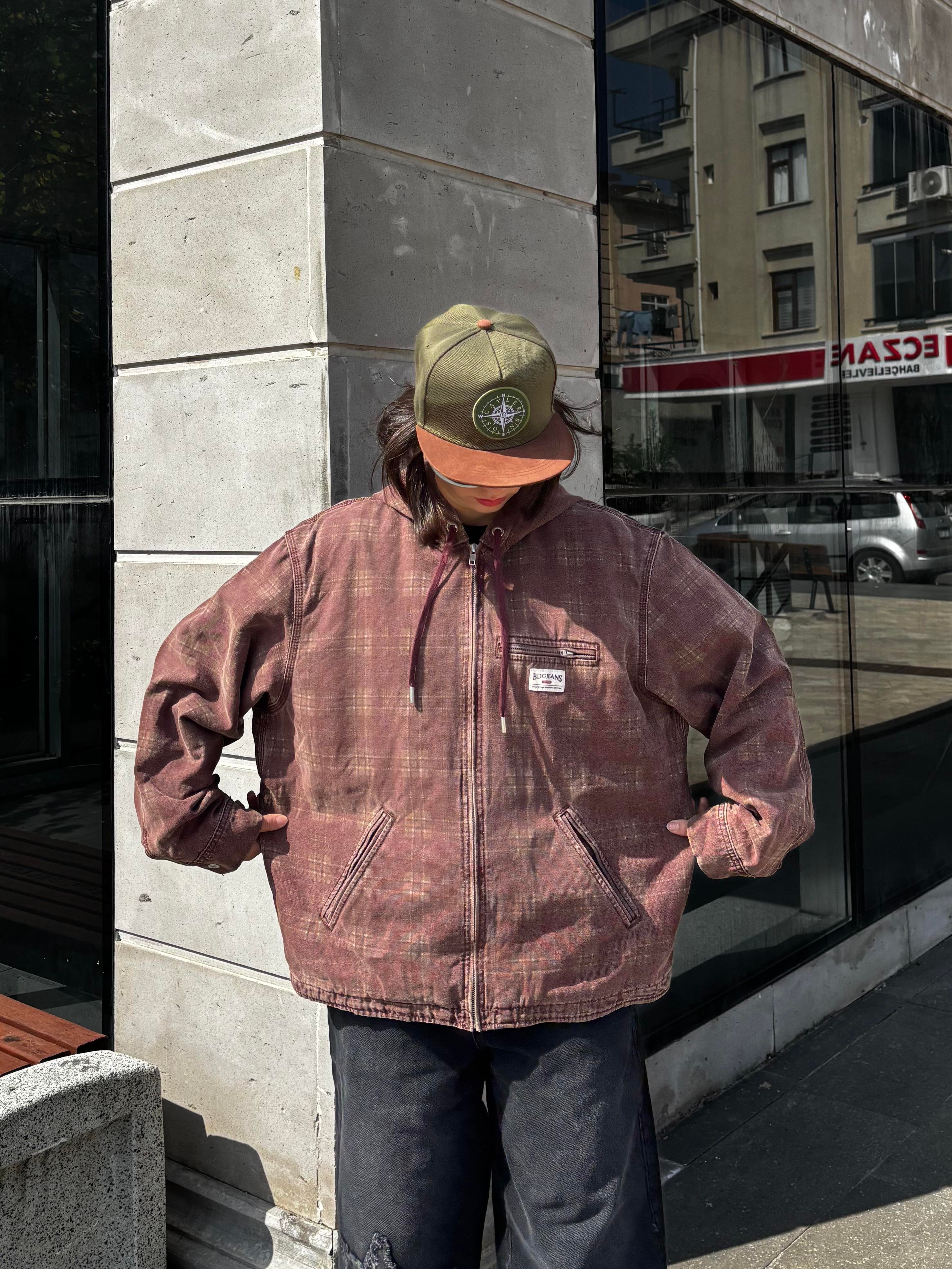 Premium Burgundy Check Skate Jacket