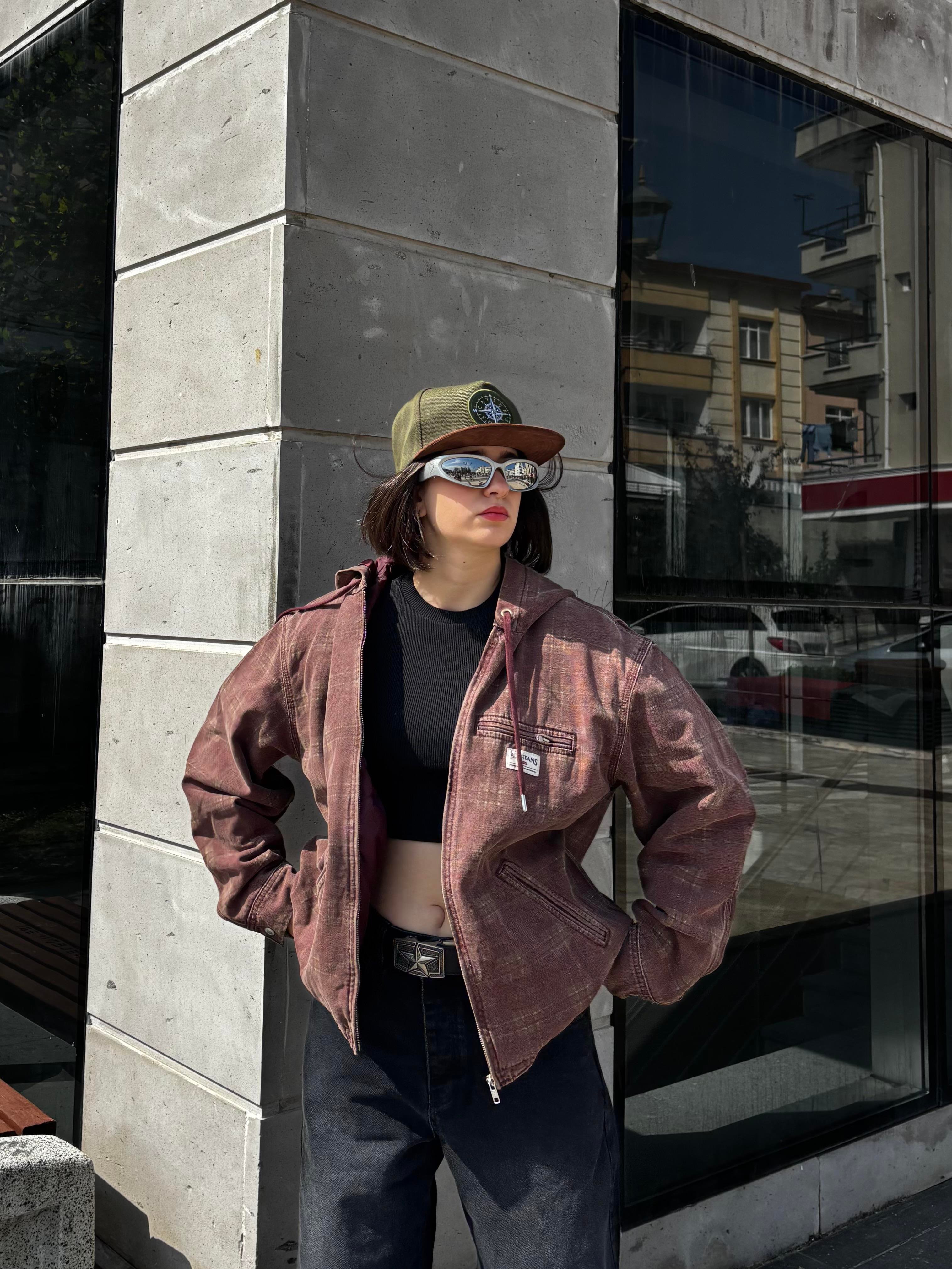 Premium Burgundy Check Skate Jacket