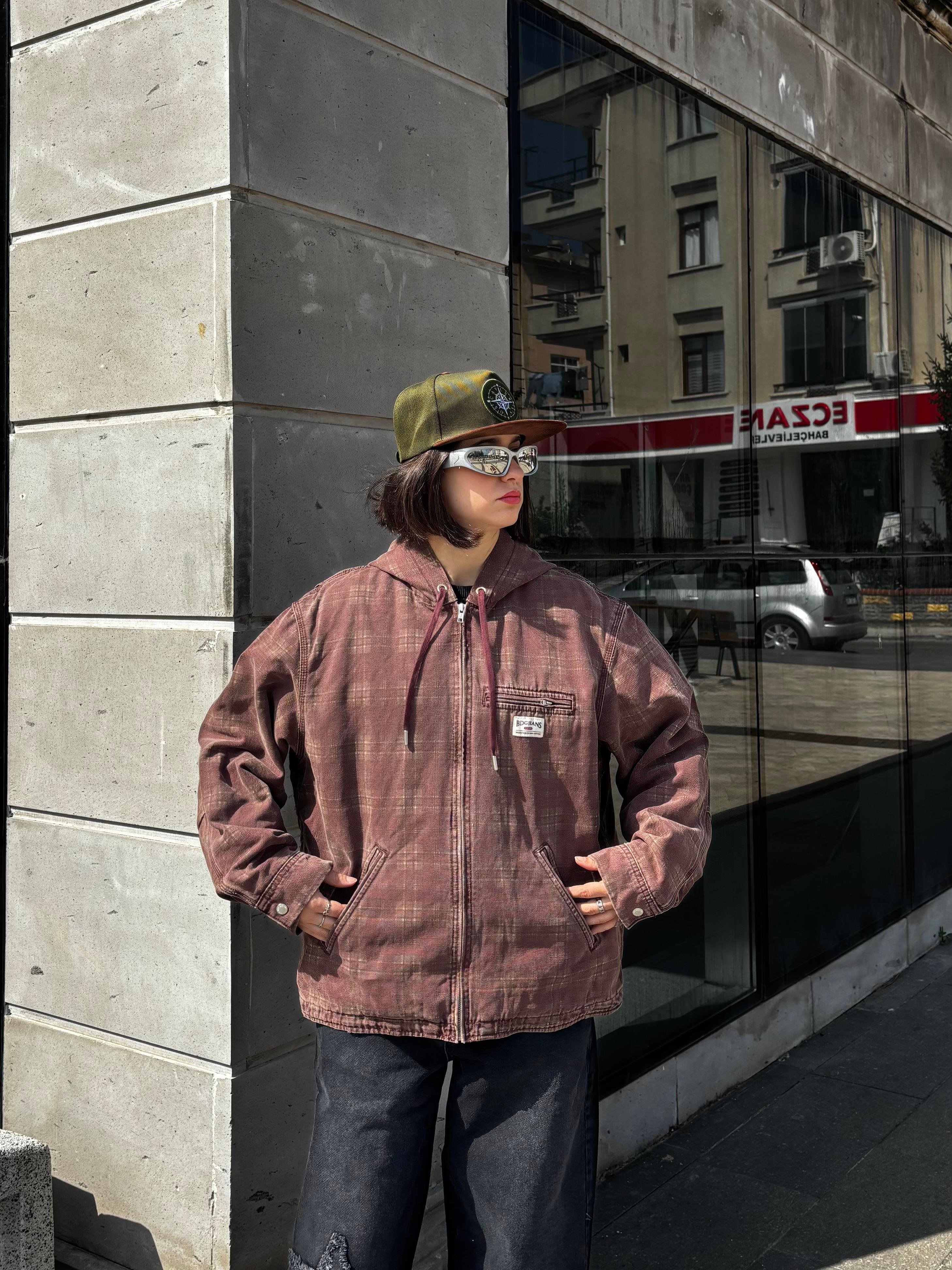 Premium Burgundy Check Skate Jacket