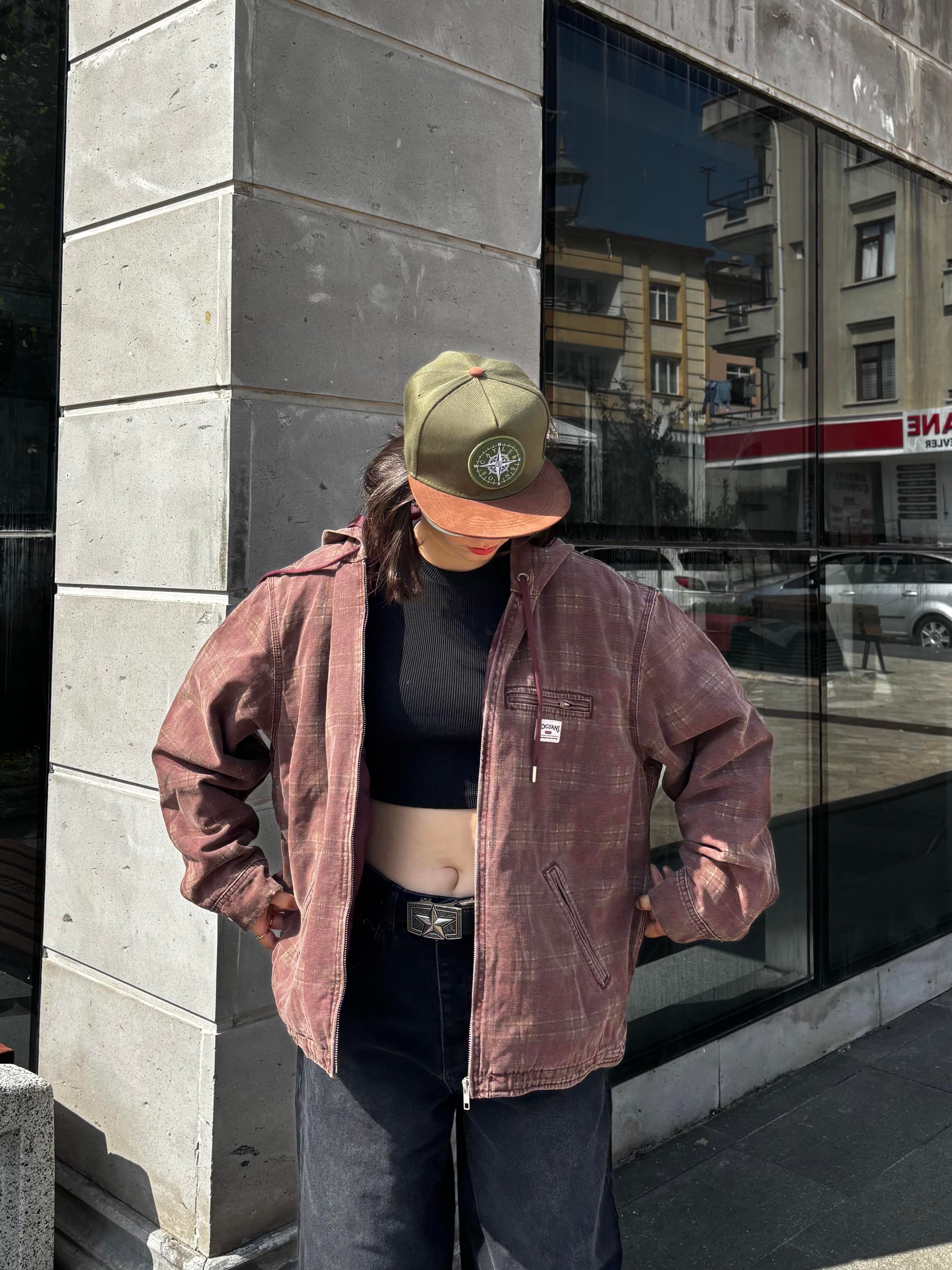 Premium Burgundy Check Skate Jacket