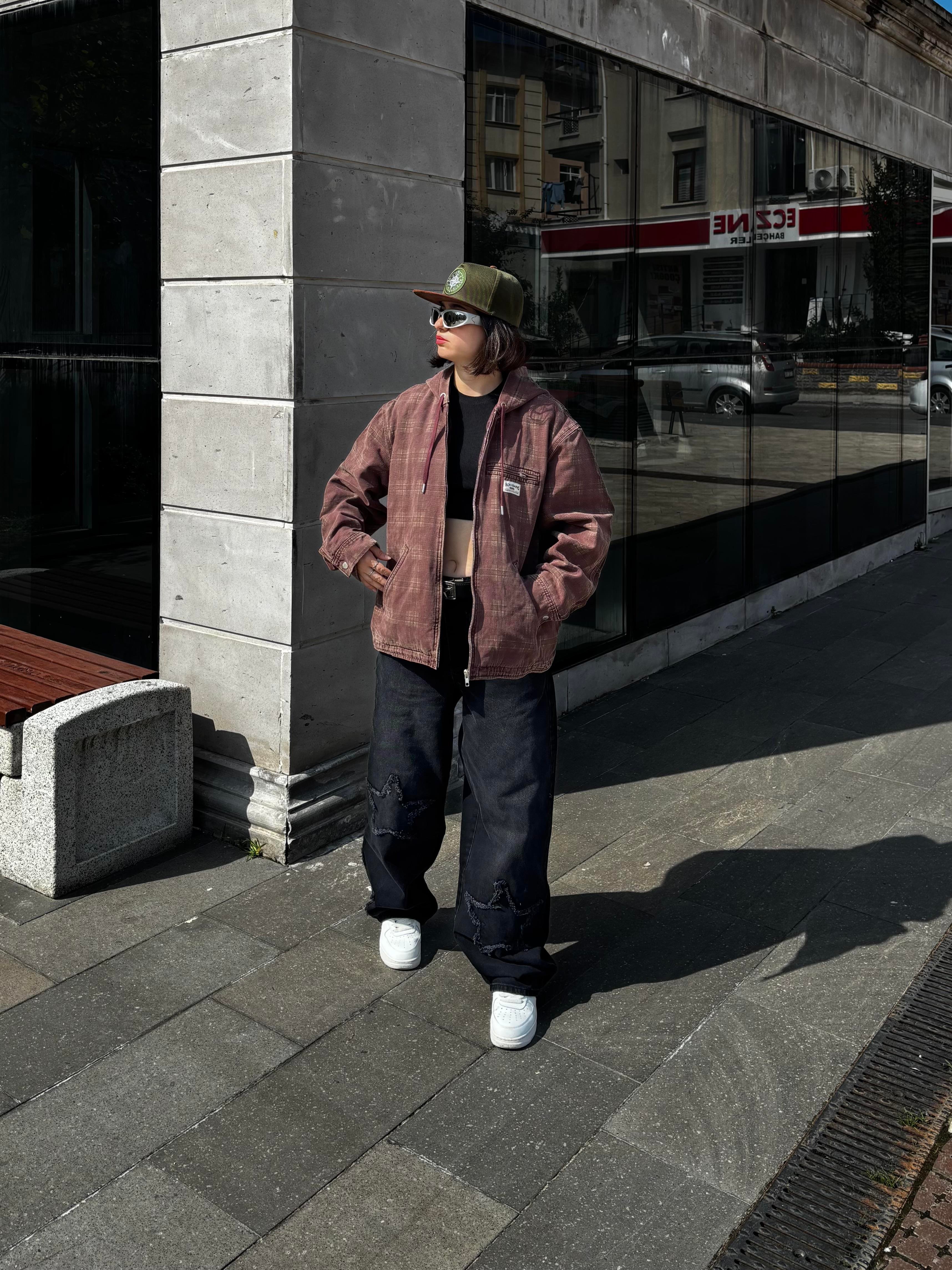 Premium Burgundy Check Skate Jacket