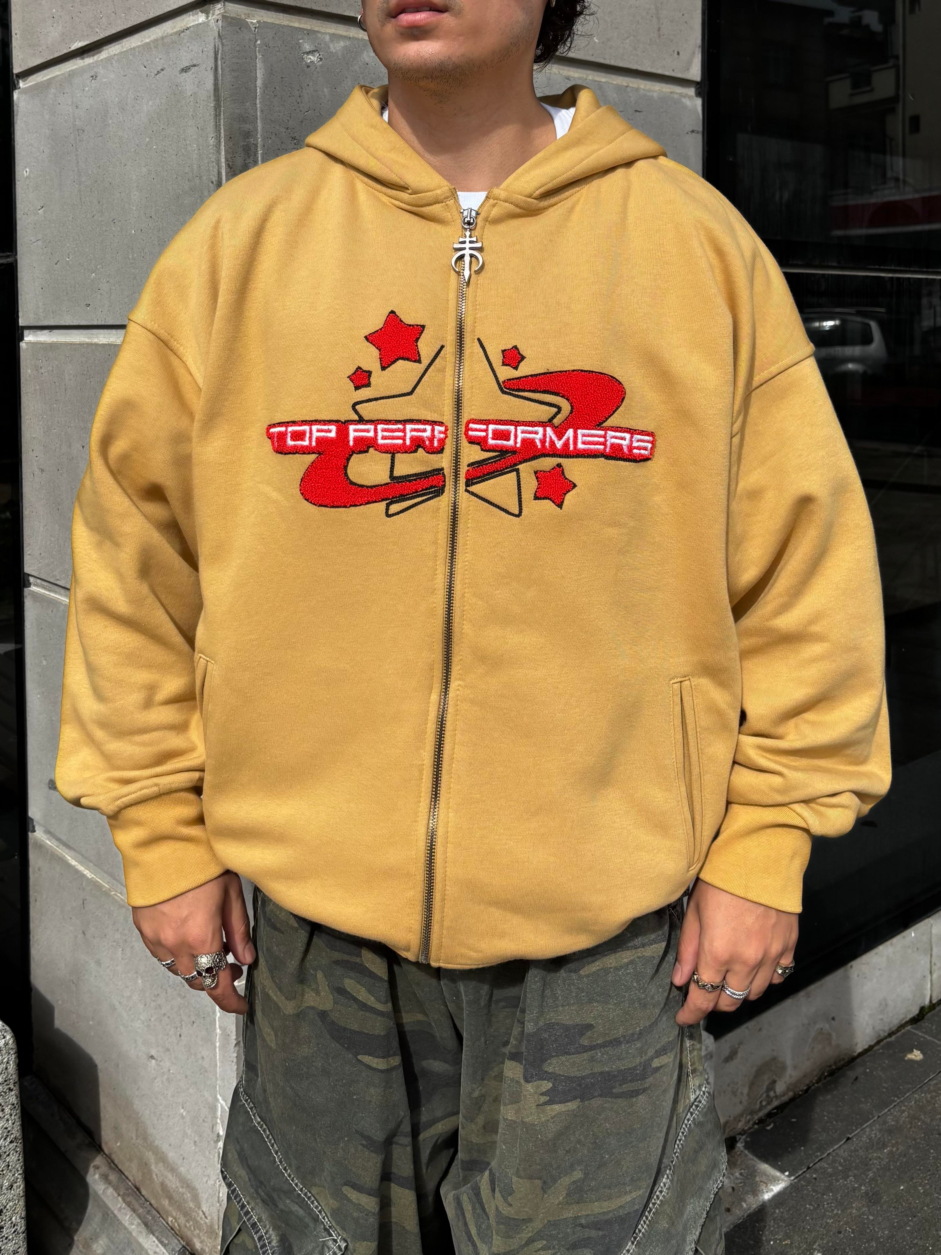 Premium Camel TP Nakışlı Zipper Oversized Hoodie