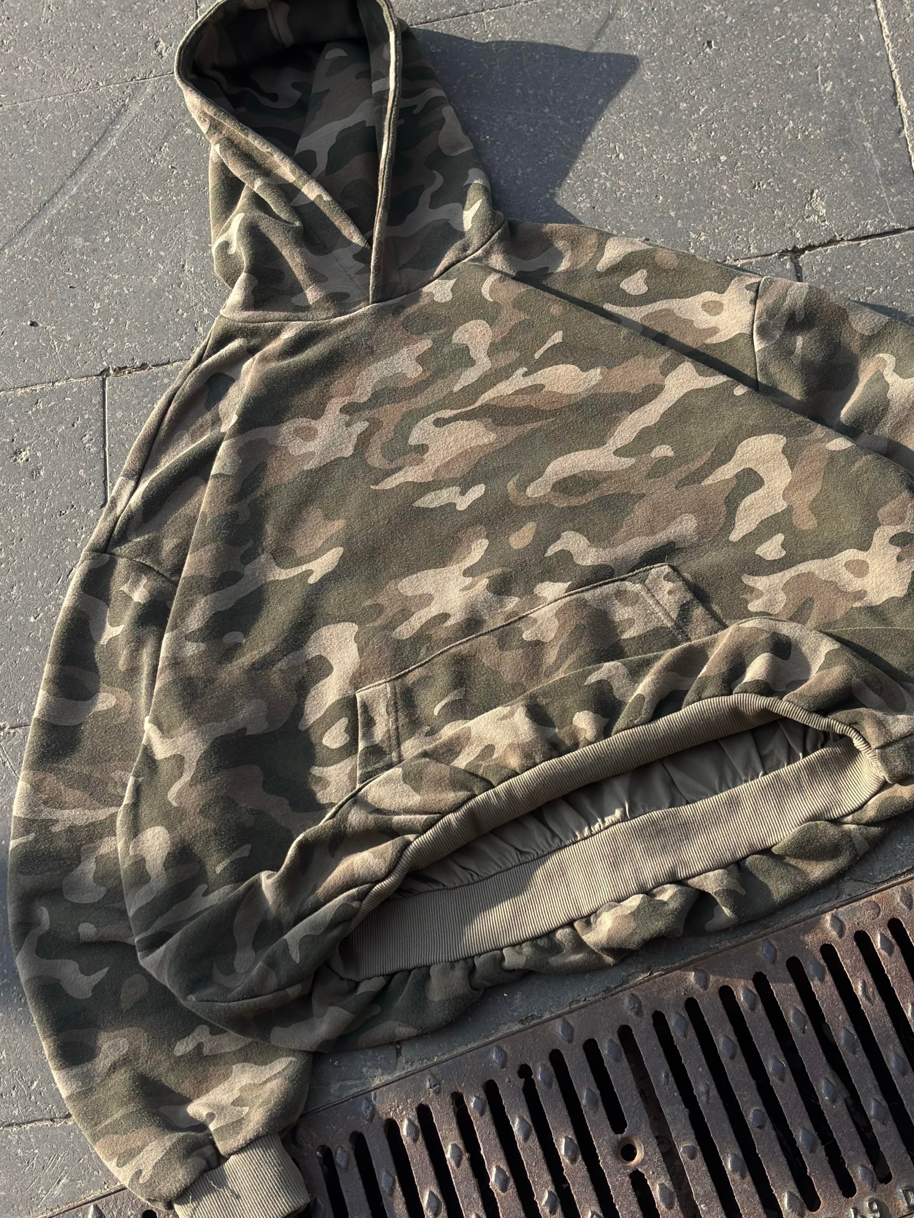 Premium Camouflage Boxy Fit Kapüşonlu Sweatshirt