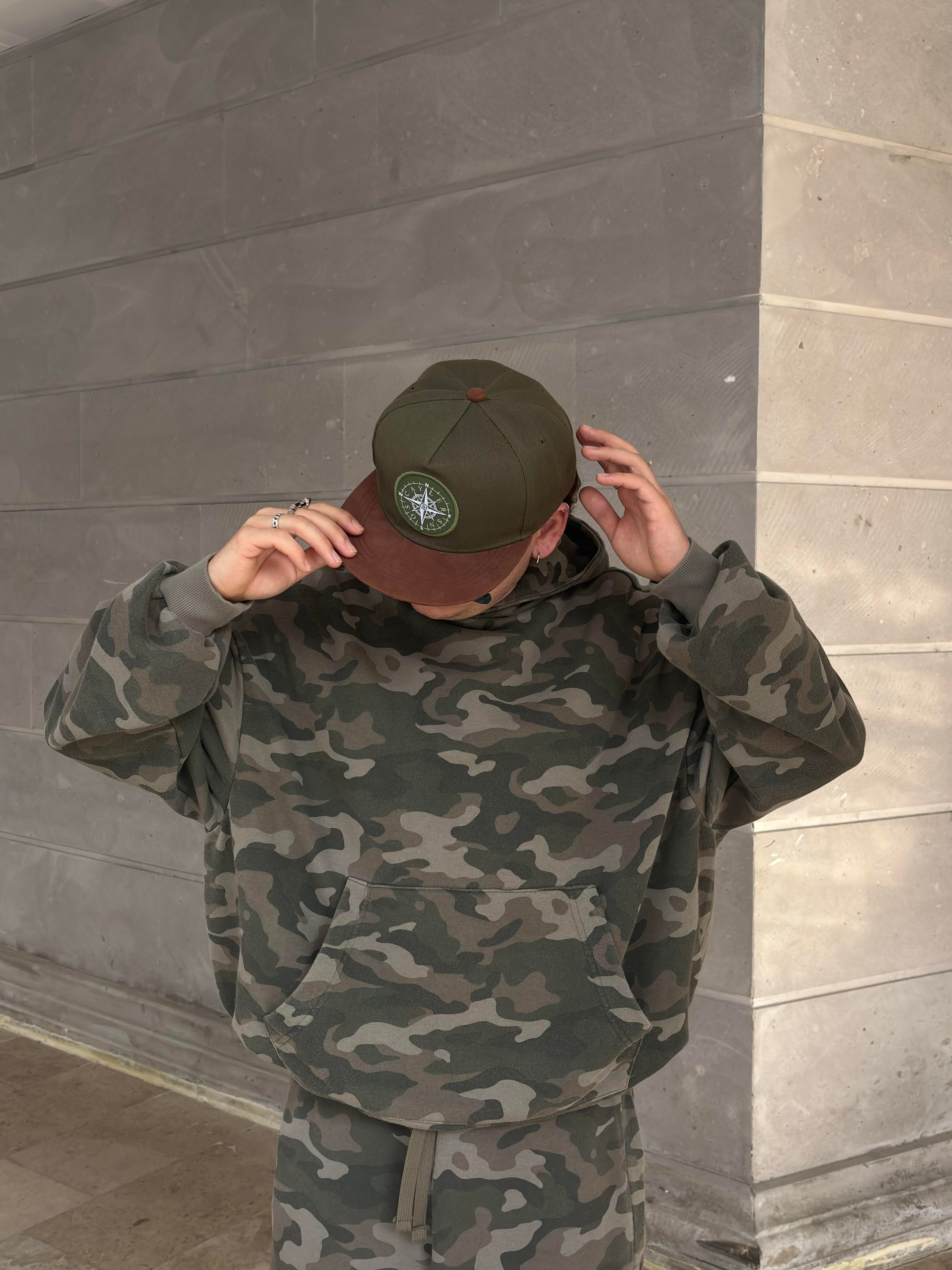 Premium Camouflage Boxy Fit Kapüşonlu Sweatshirt