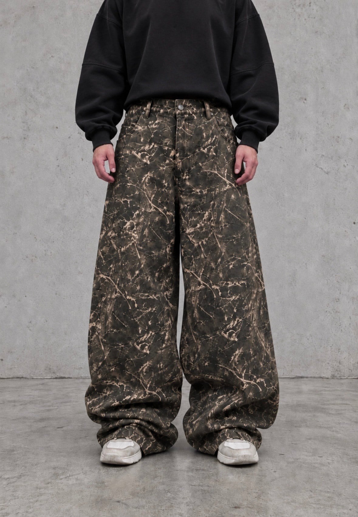 Premium Camouflage Buckle Back Ultra Baggy Jeans