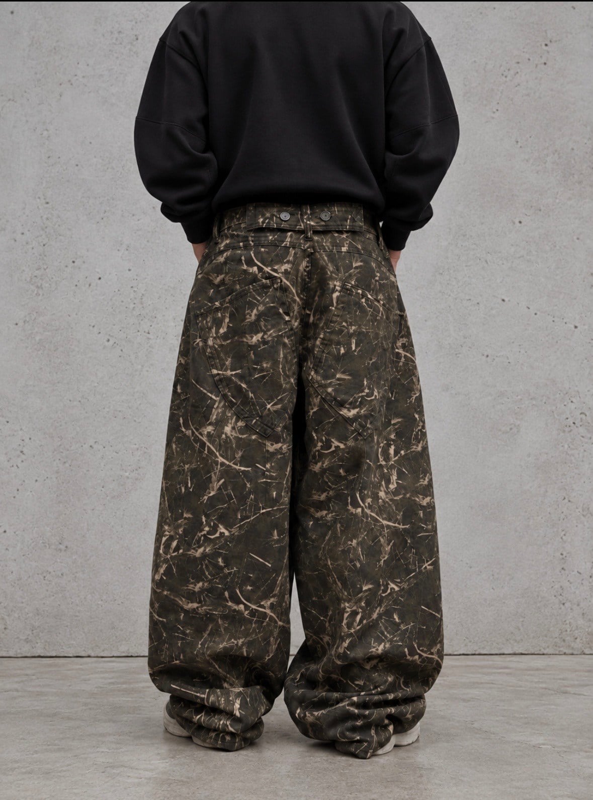 Premium Camouflage Buckle Back Ultra Baggy Jeans