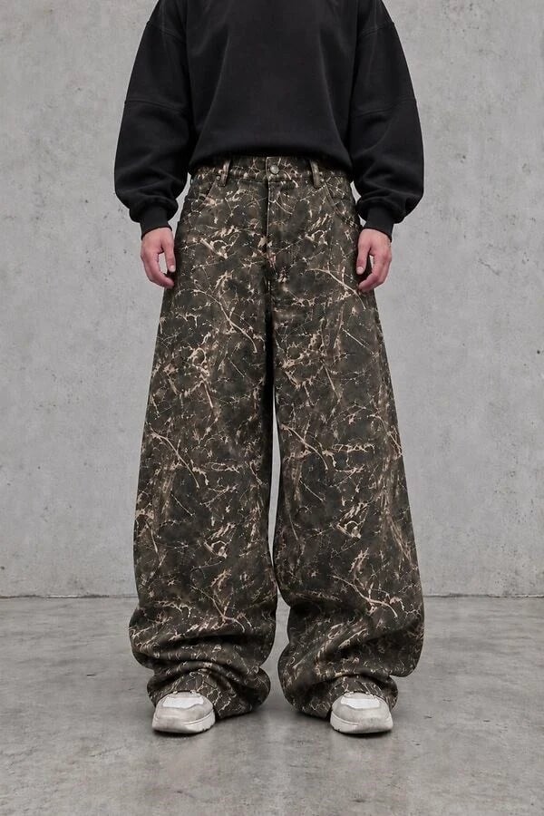 Premium Camouflage Buckle Back Ultra Baggy Jeans