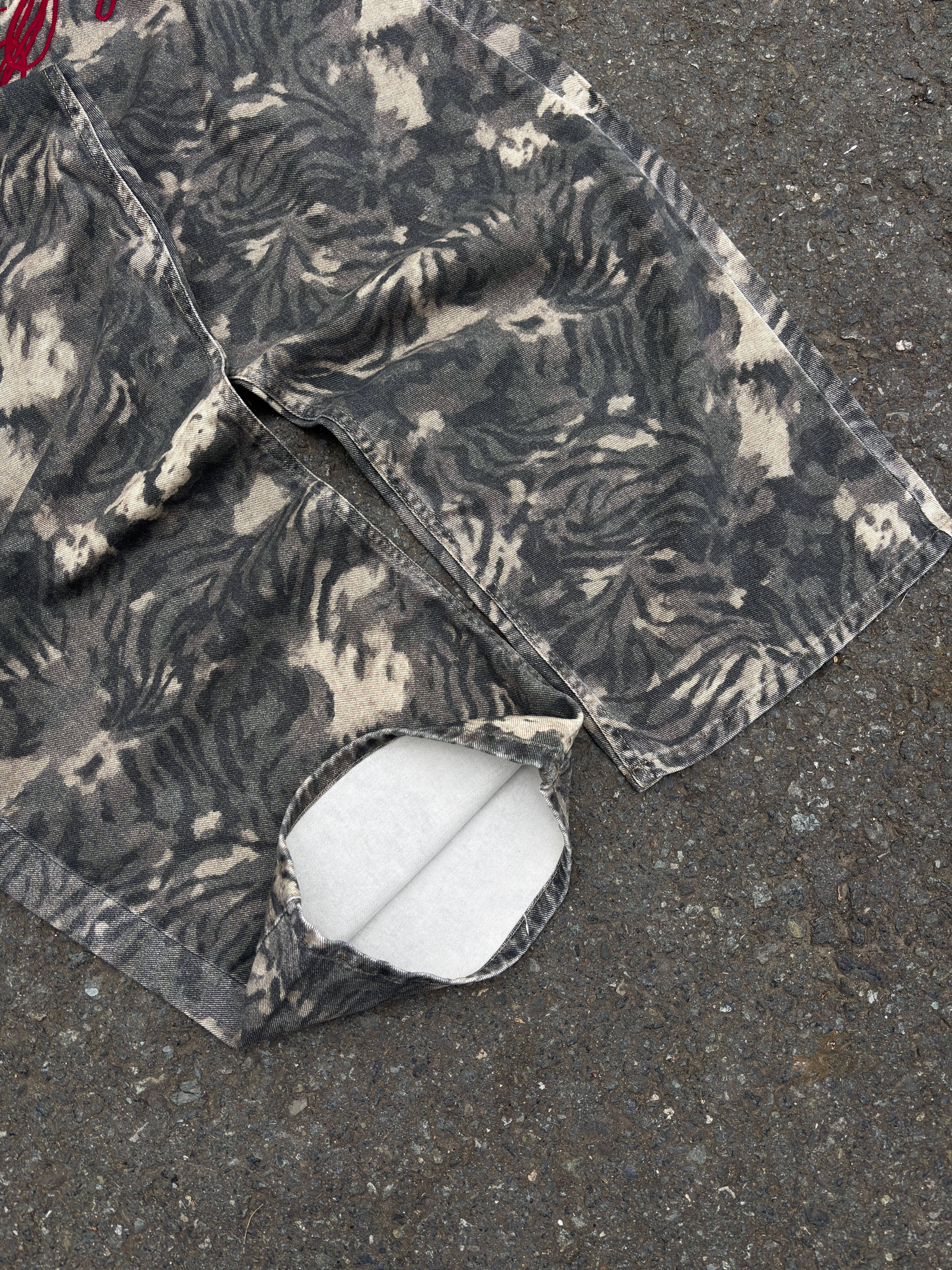 Premium Camouflage Embroidered Buckle Back Ultra Baggy Jeans