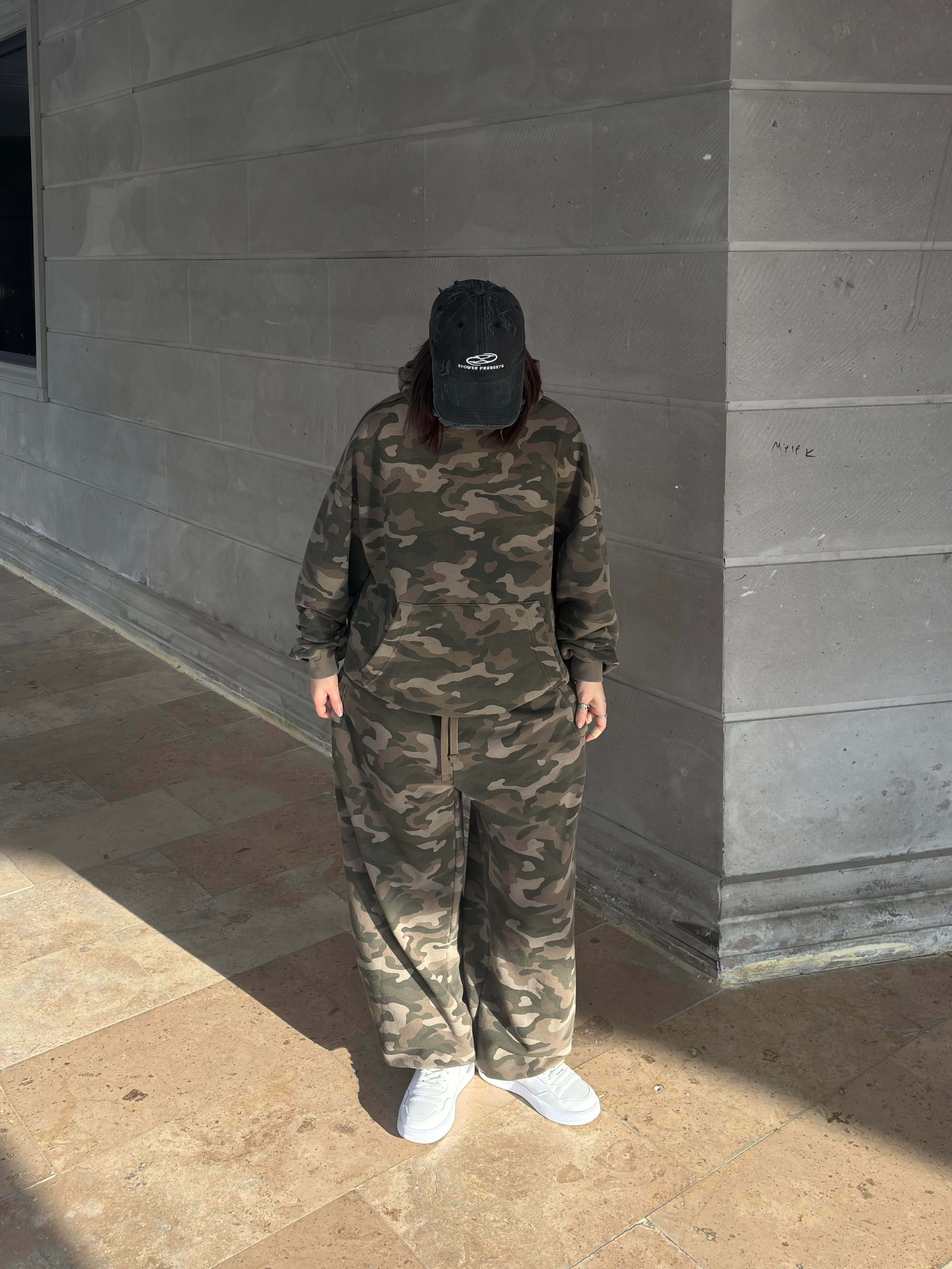 Premium Camouflage Paça Lastikli Oversize Esofman Altı