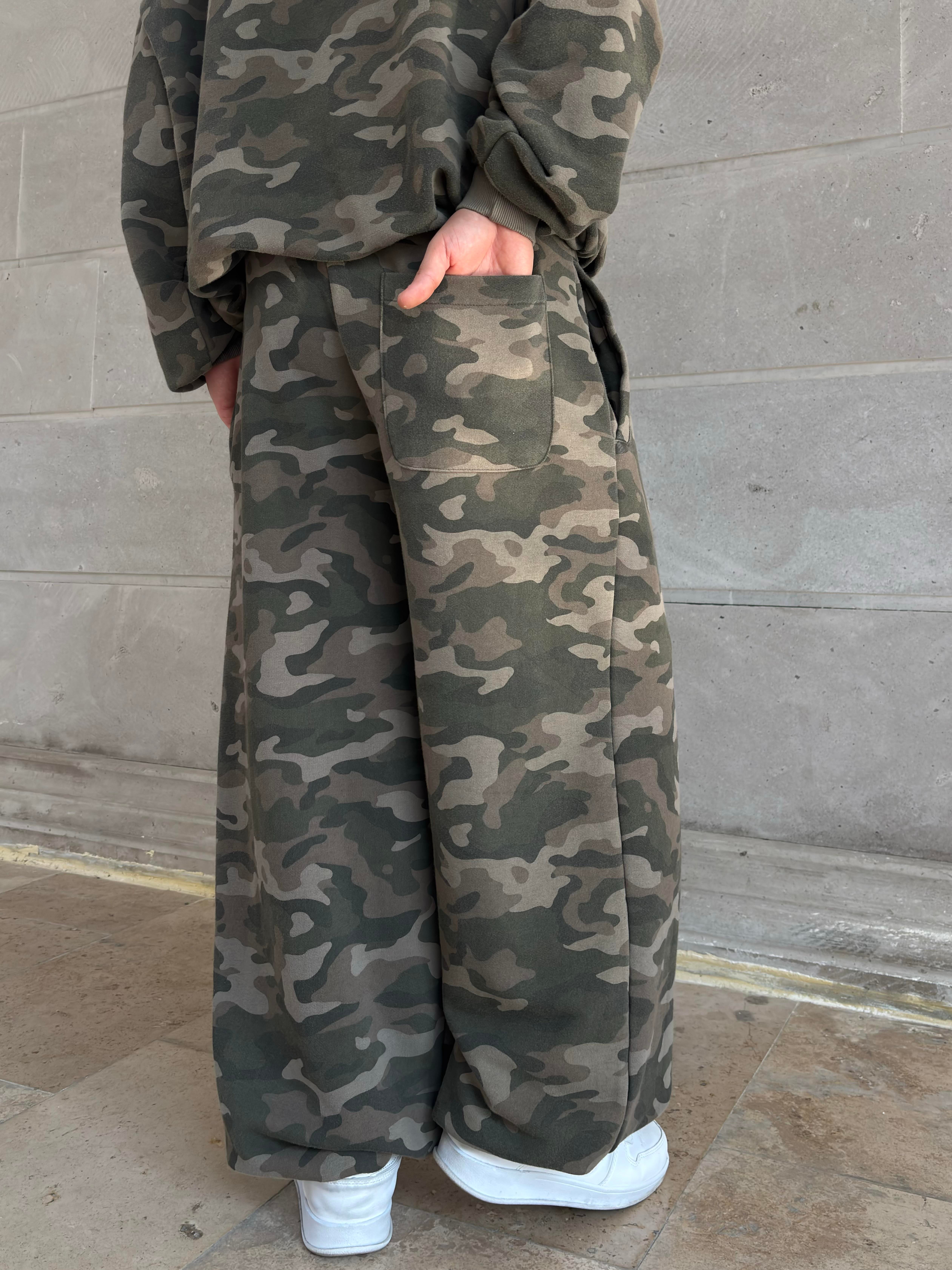Premium Camouflage Paça Lastikli Oversize Esofman Altı