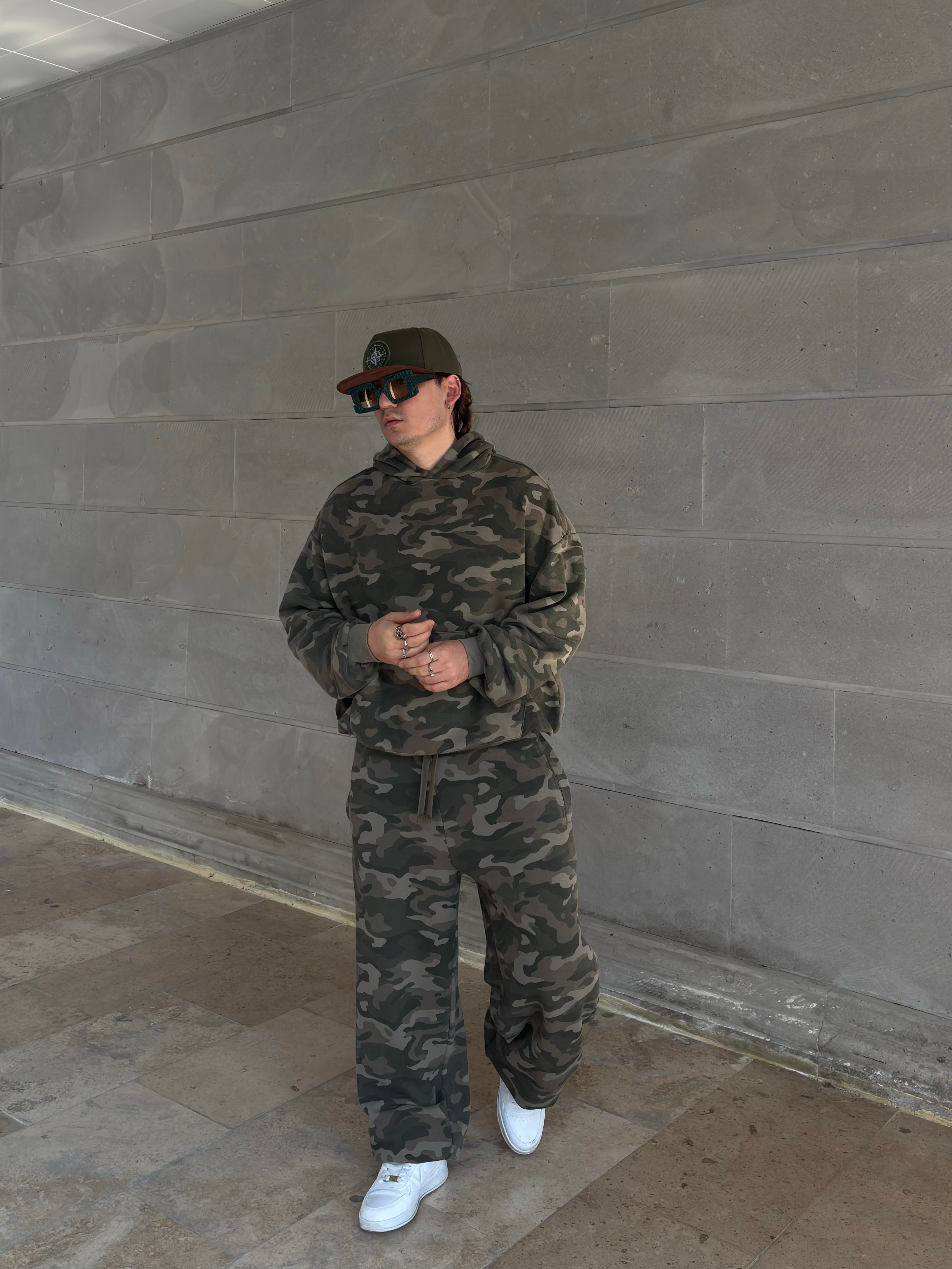 Premium Camouflage Paça Lastikli Oversize Esofman Altı