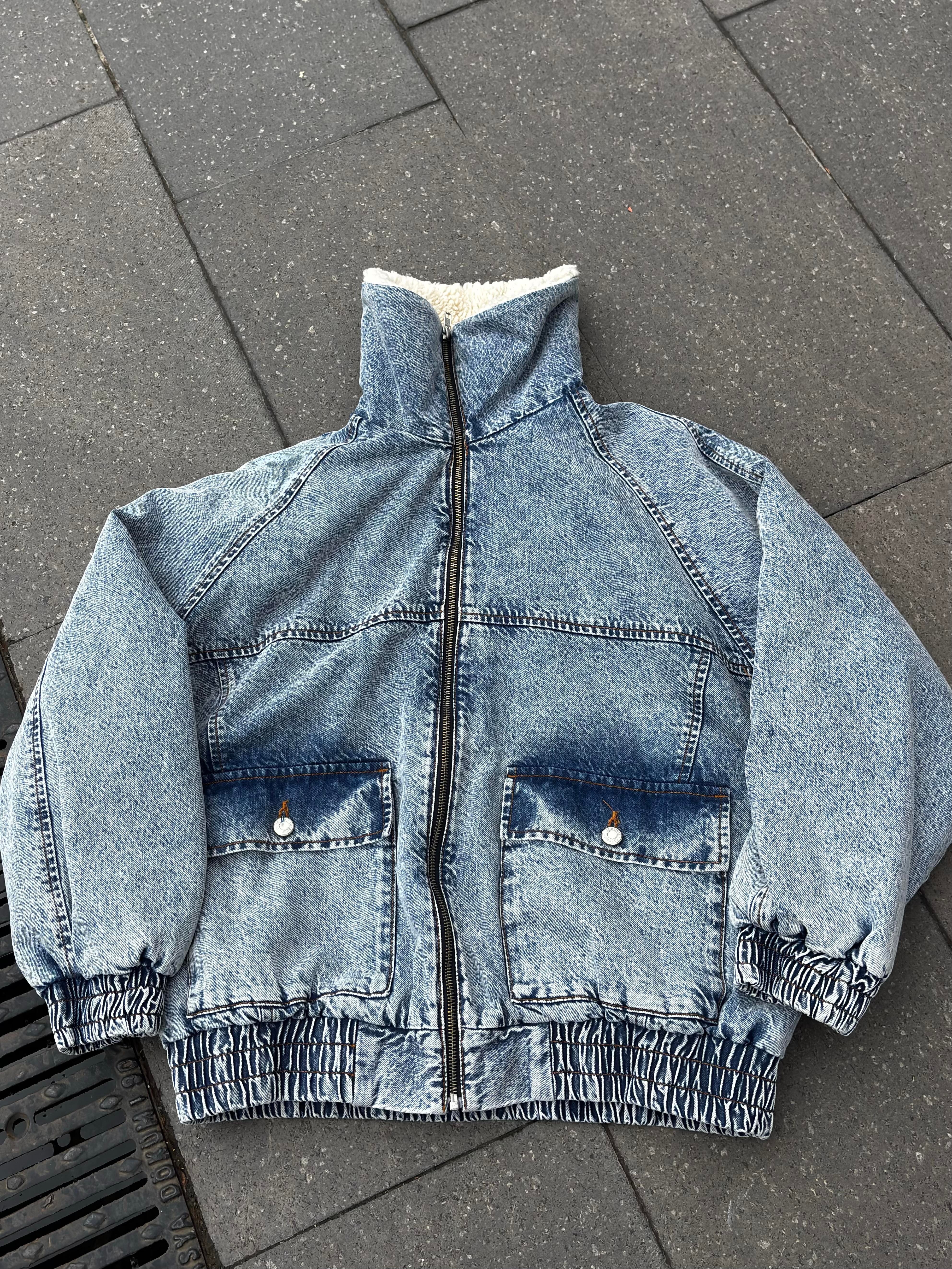 Premium Canvas Full-Zip Bomber Denim Jacket