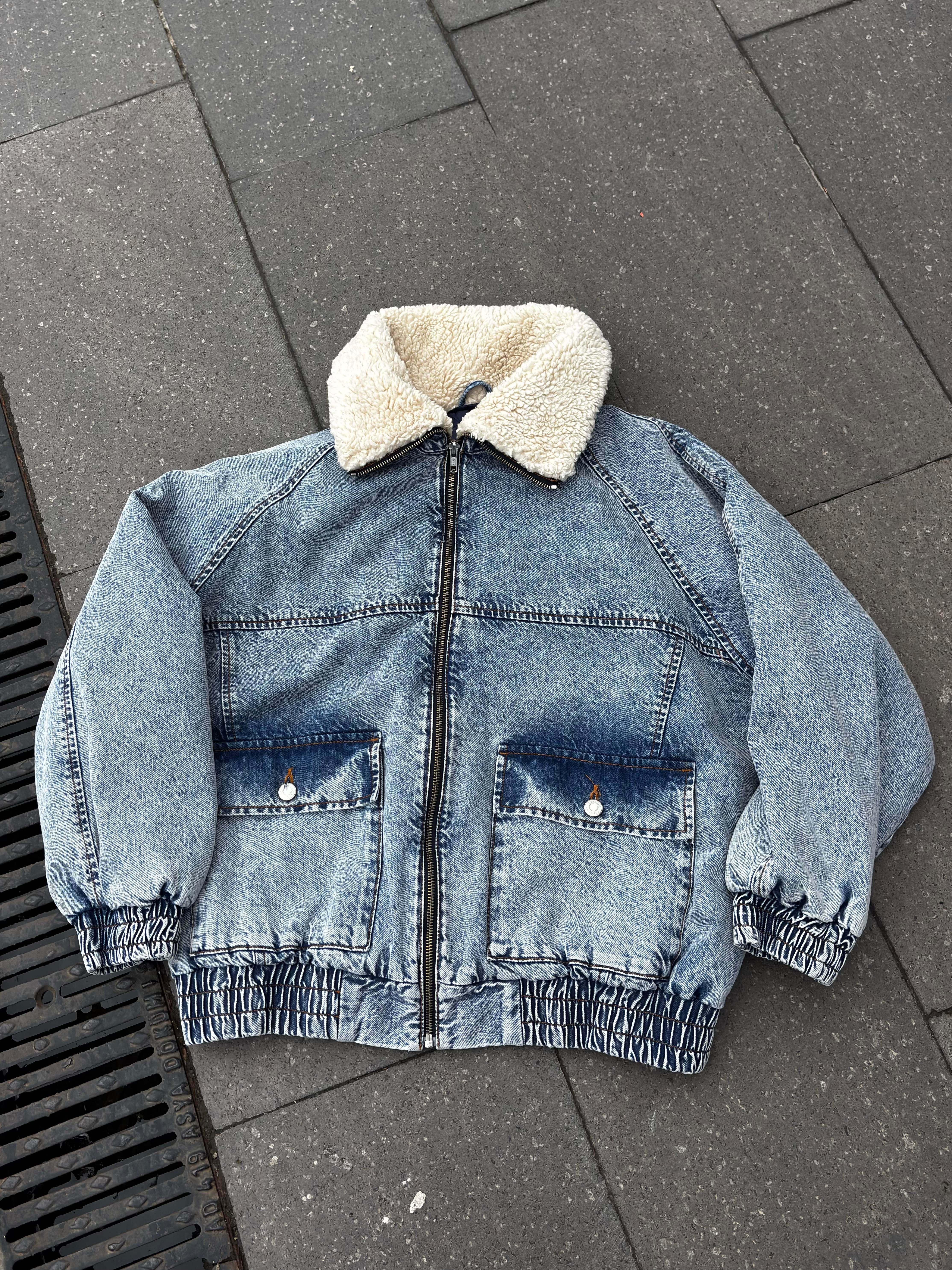 Premium Canvas Full-Zip Bomber Denim Jacket