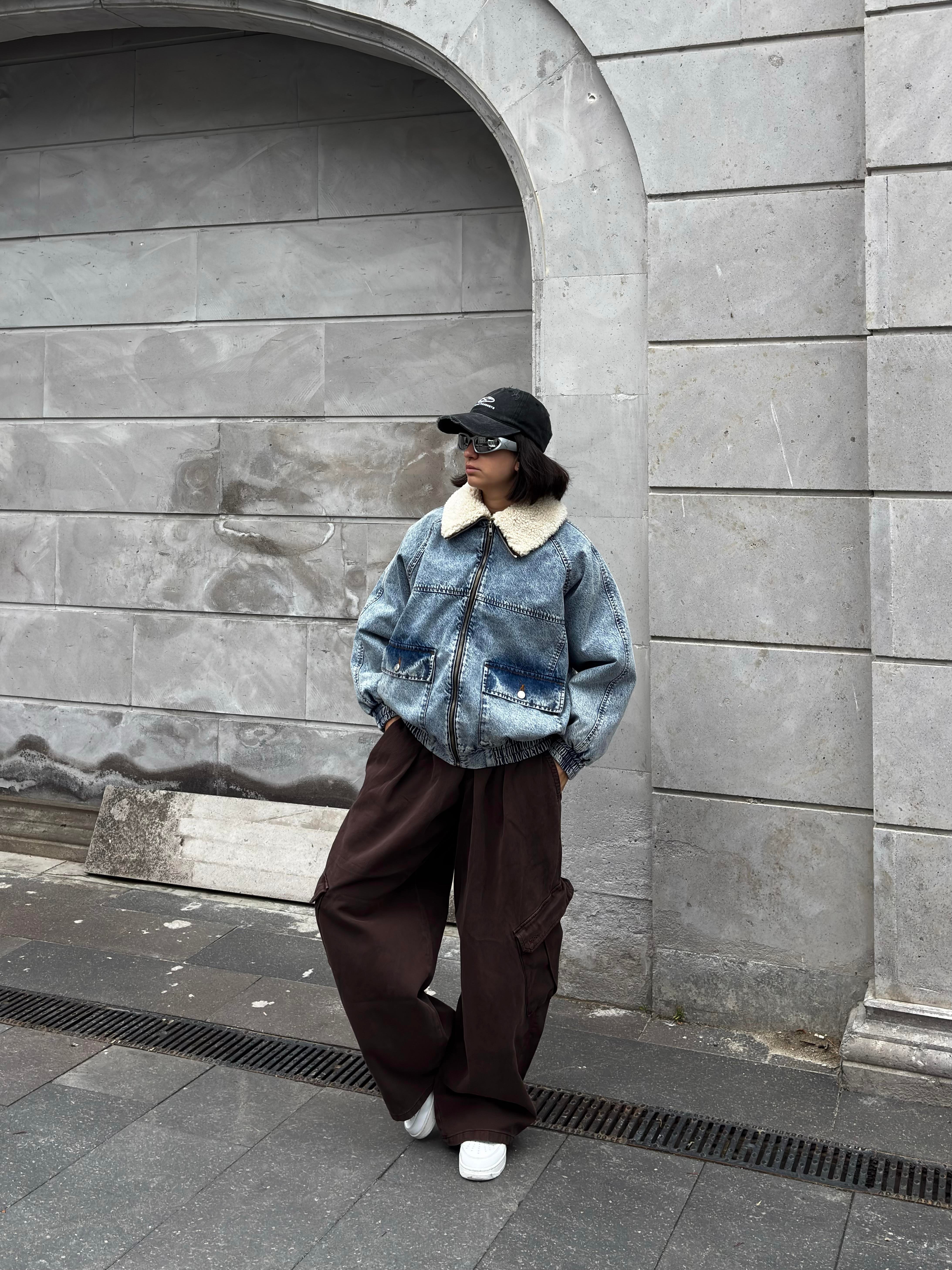 Premium Canvas Full-Zip Bomber Denim Jacket
