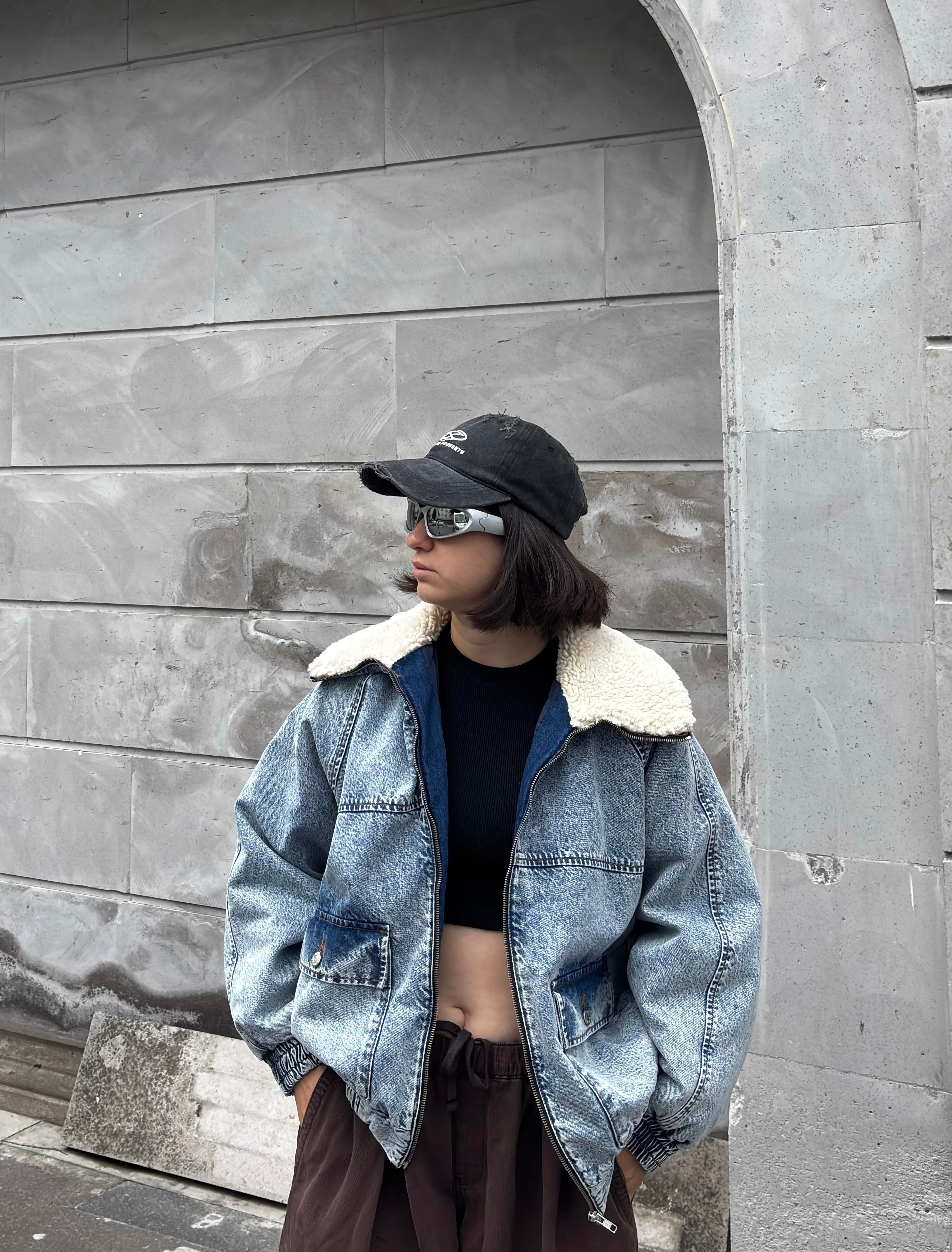 Premium Canvas Full-Zip Bomber Denim Jacket