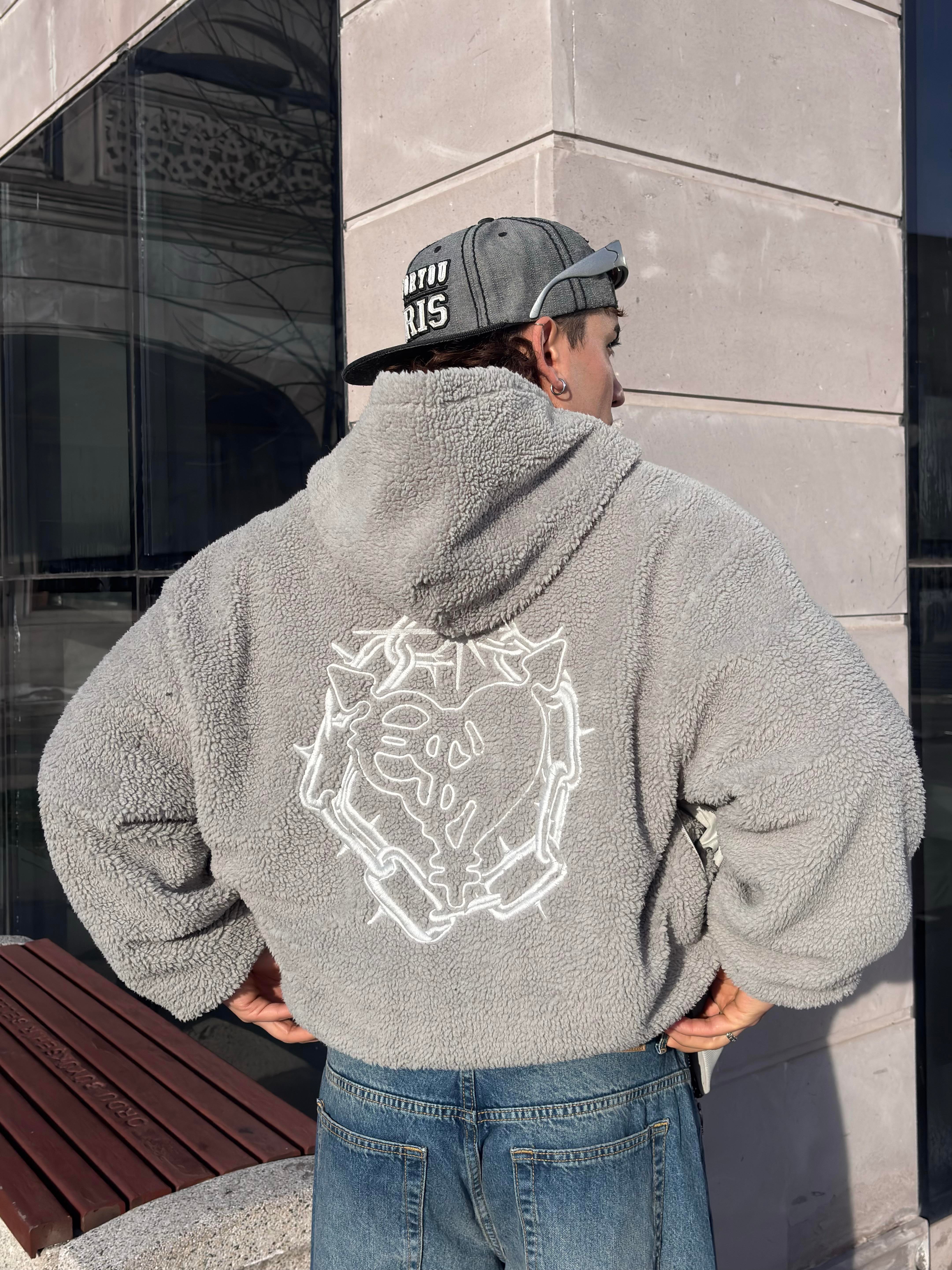 Premium Çift Taraflı Nakışlı Zip Hoodie
