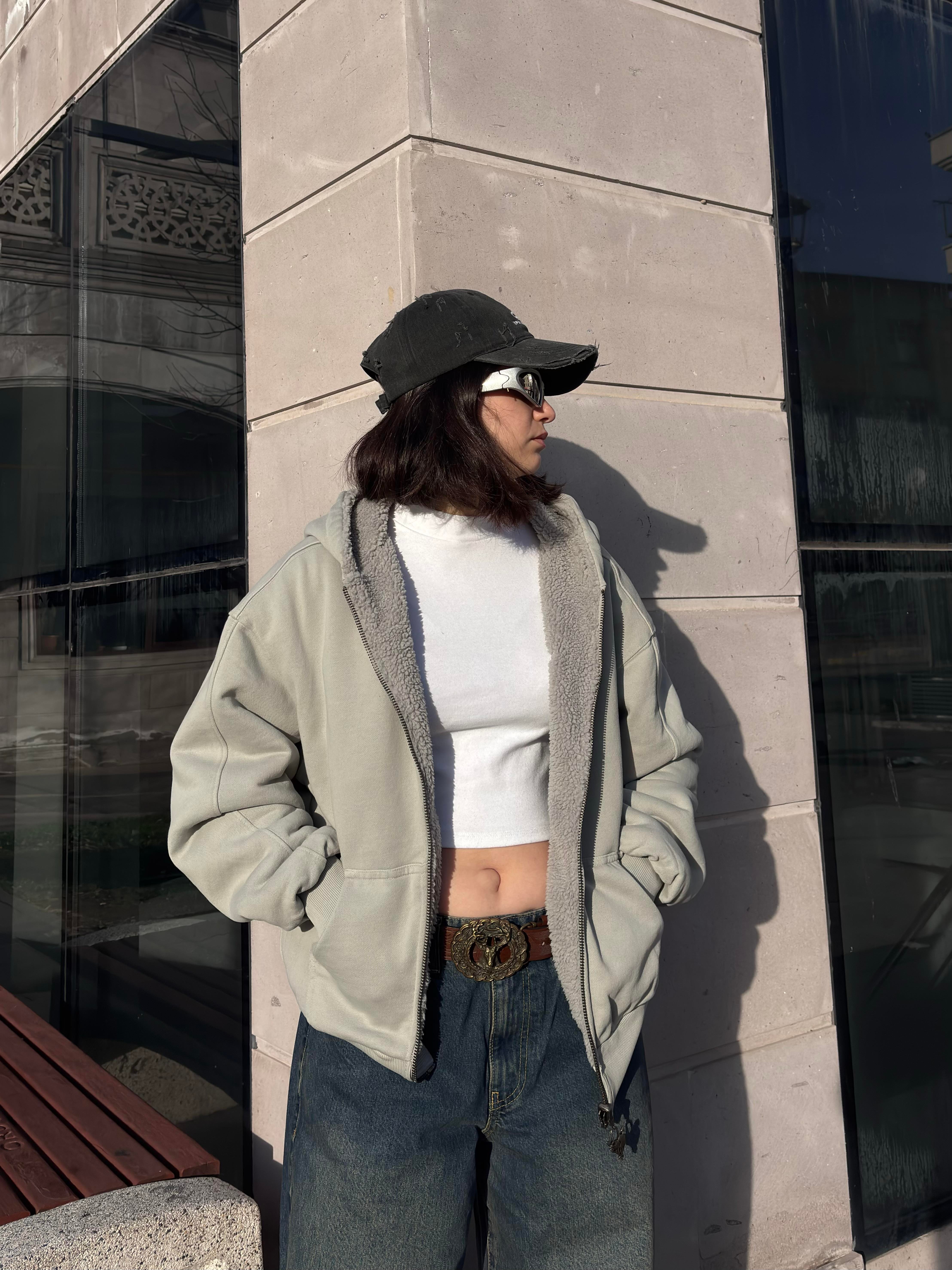 Premium Çift Taraflı Nakışlı Zip Hoodie
