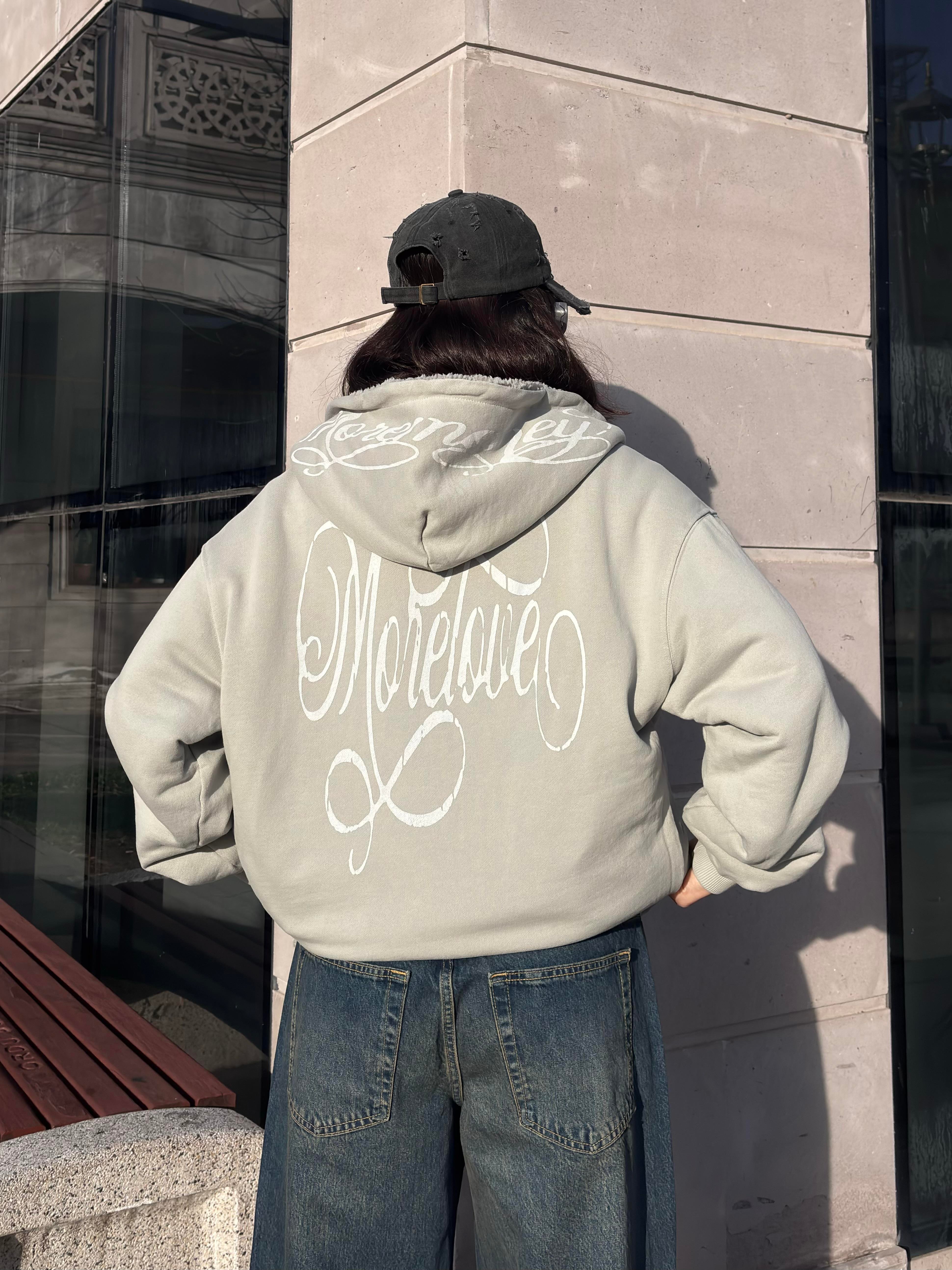 Premium Çift Taraflı Nakışlı Zip Hoodie