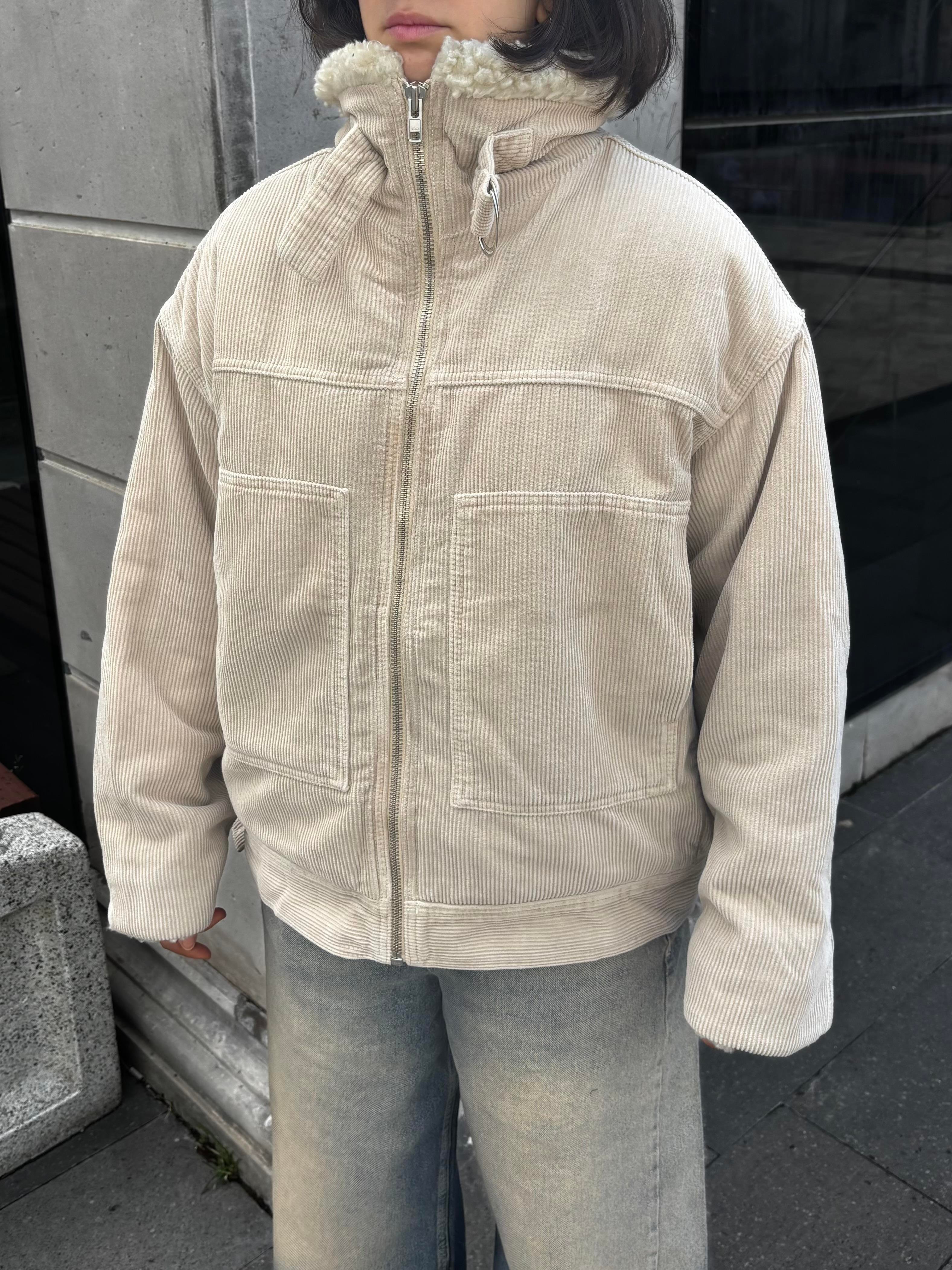 Premium Cord And Borg Utility Cream Jacket